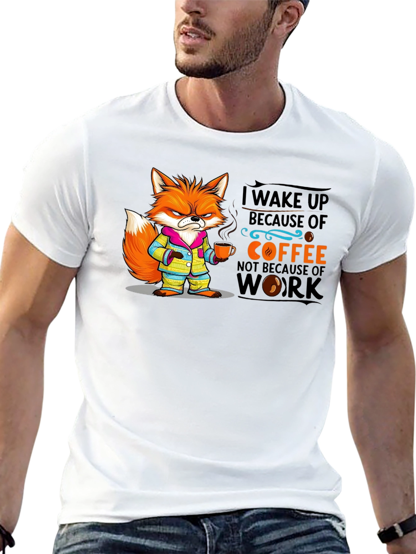 Coffee Fox Black T-Shirt