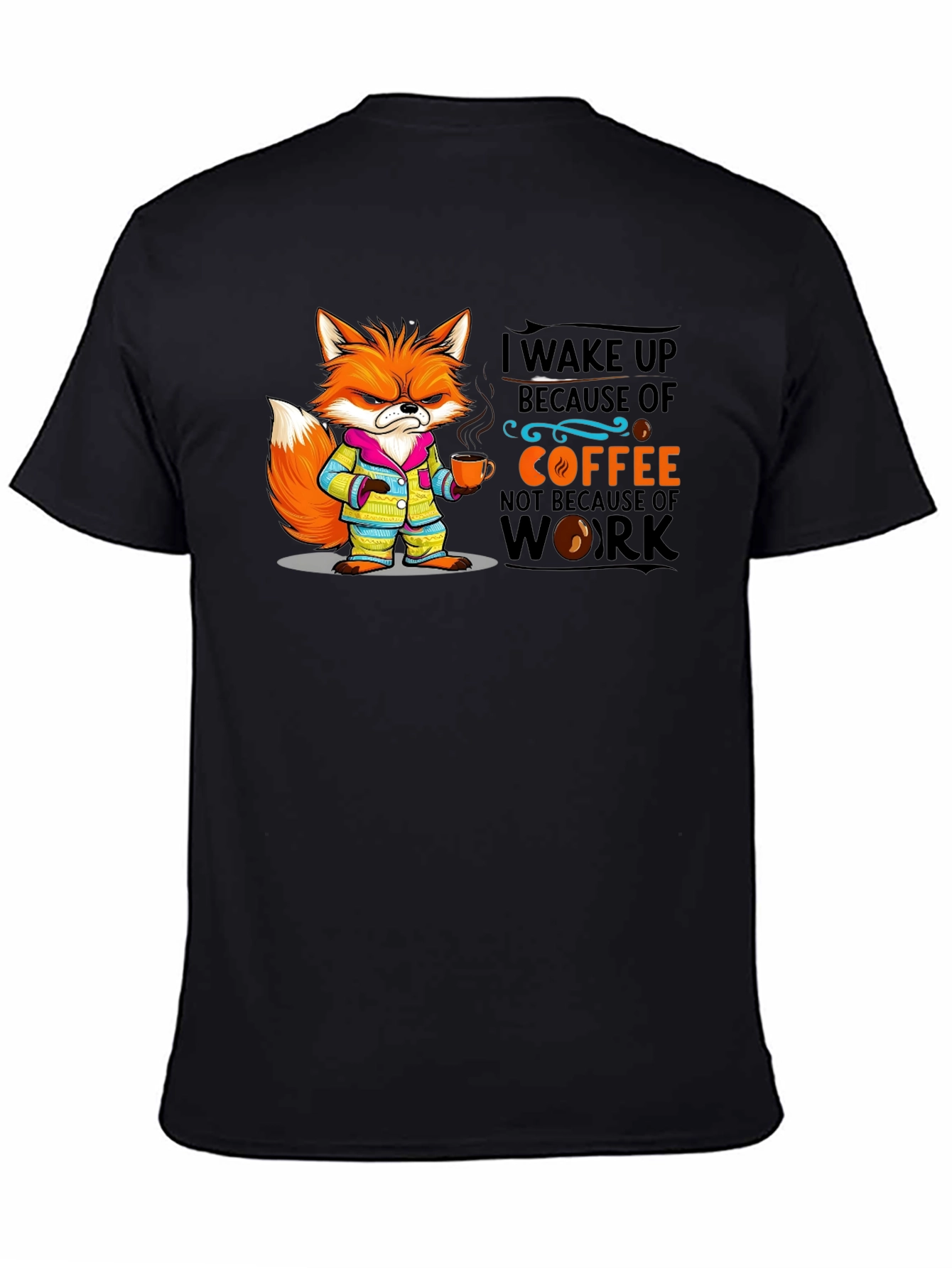 Coffee Fox Black T-Shirt