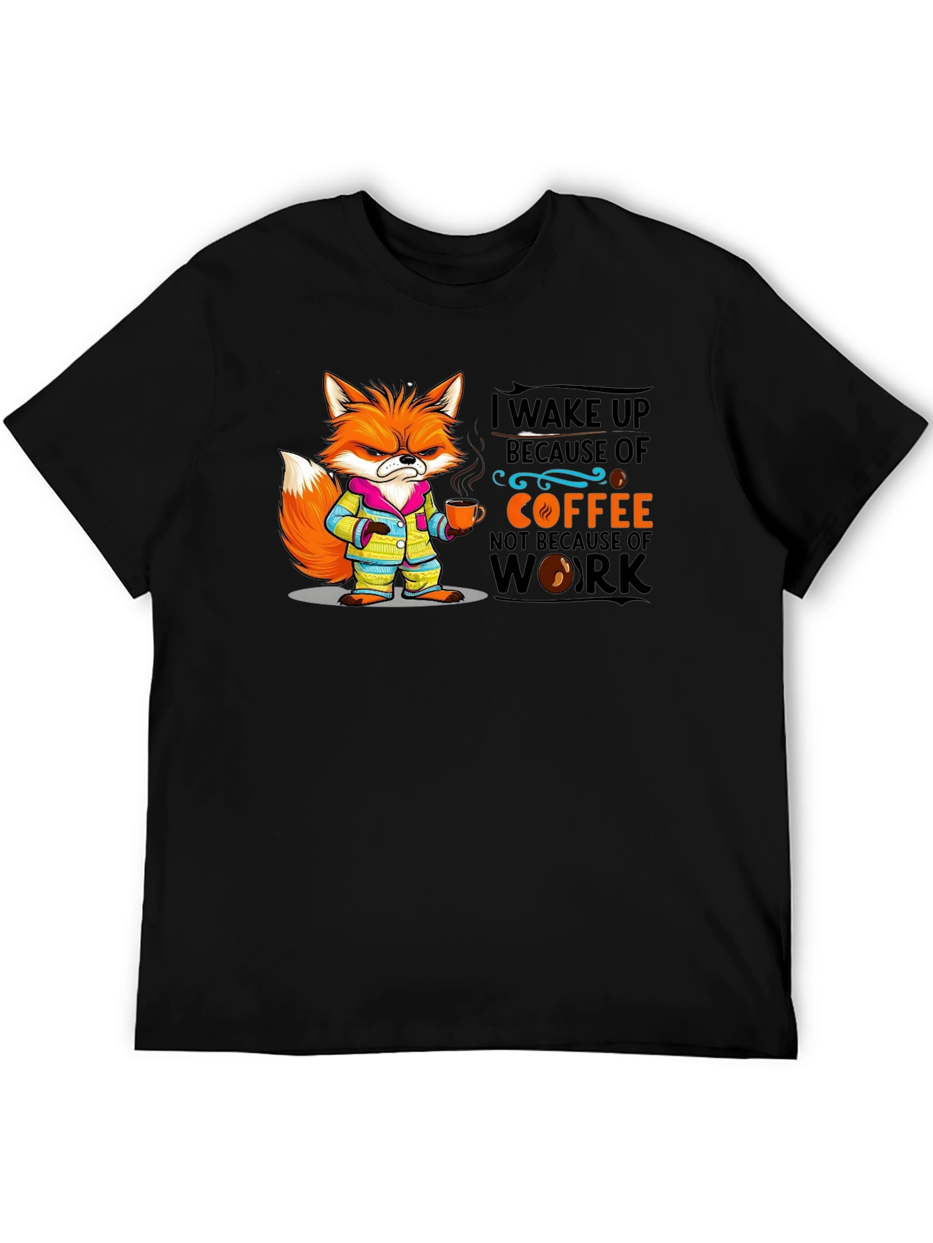 Coffee Fox Black T-Shirt