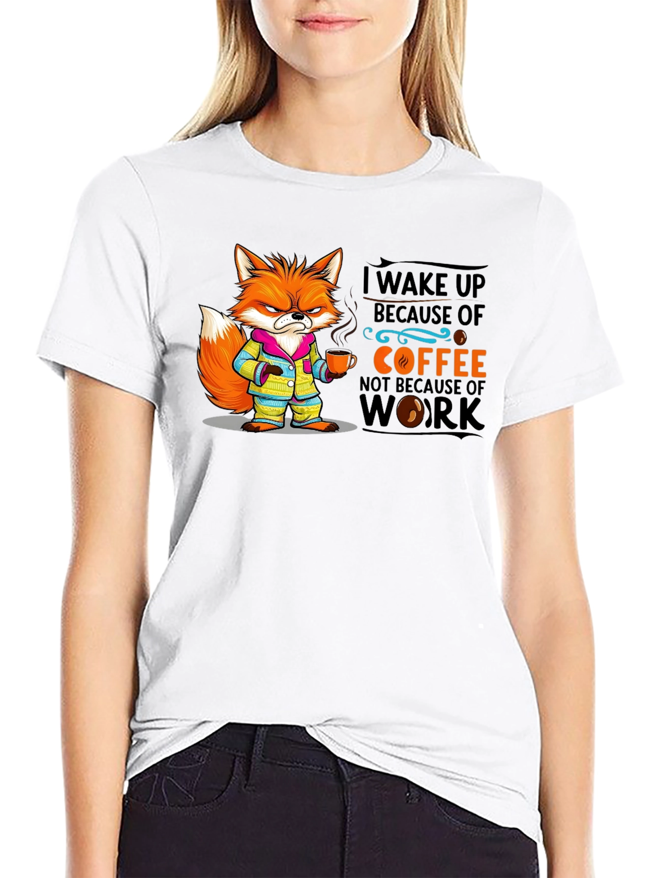Coffee Fox Black T-Shirt