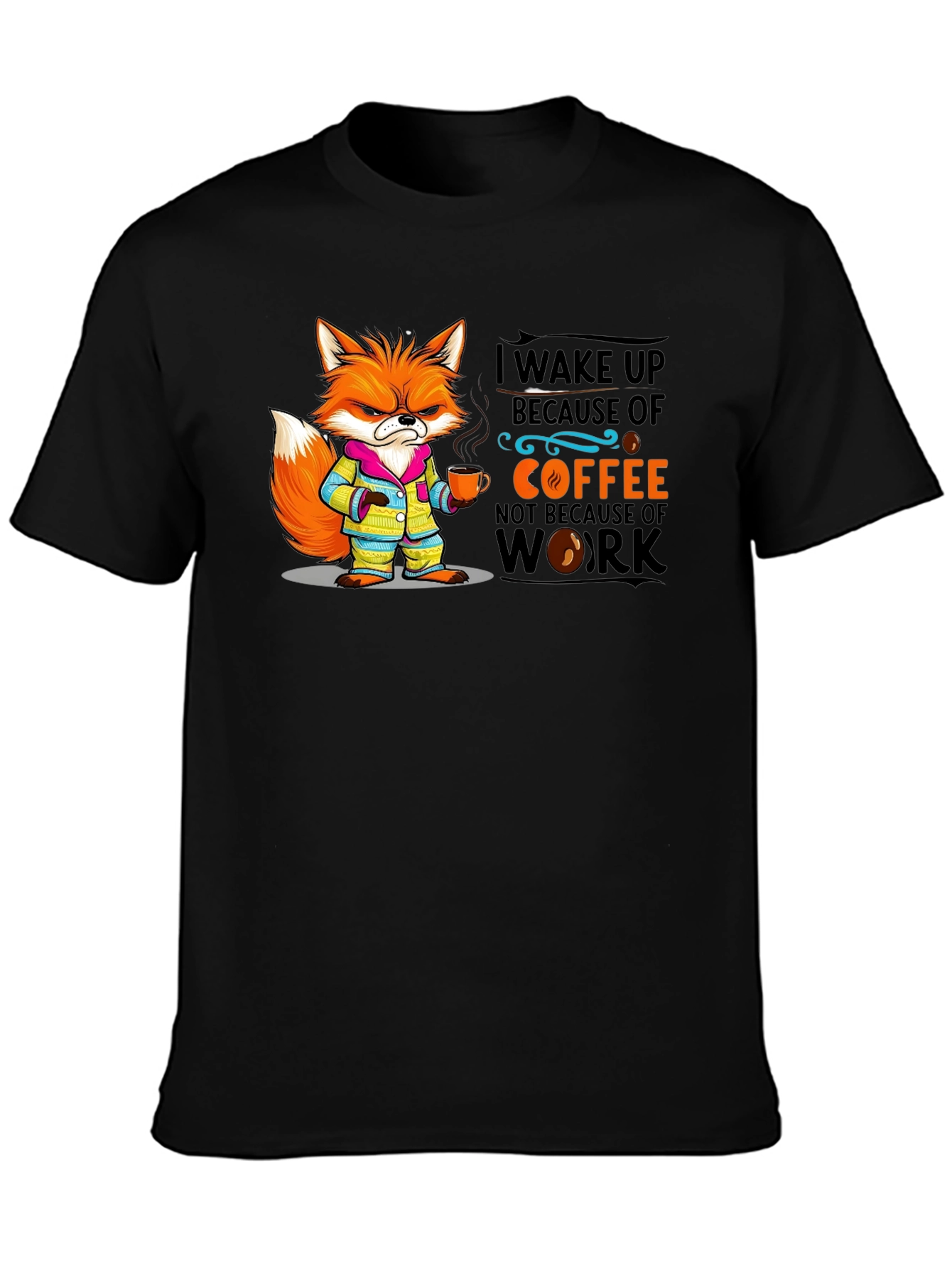 Coffee Fox Black T-Shirt