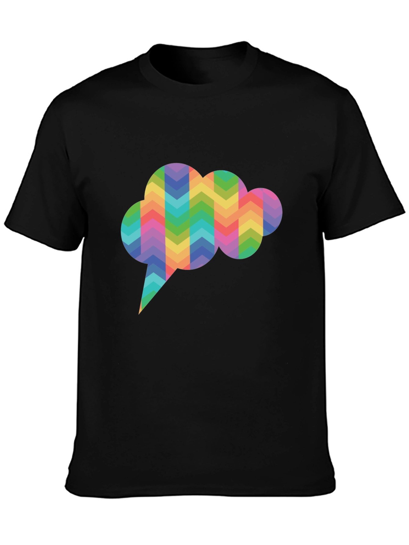 Rainbow Chevron Speech Bubble Black T-Shirt