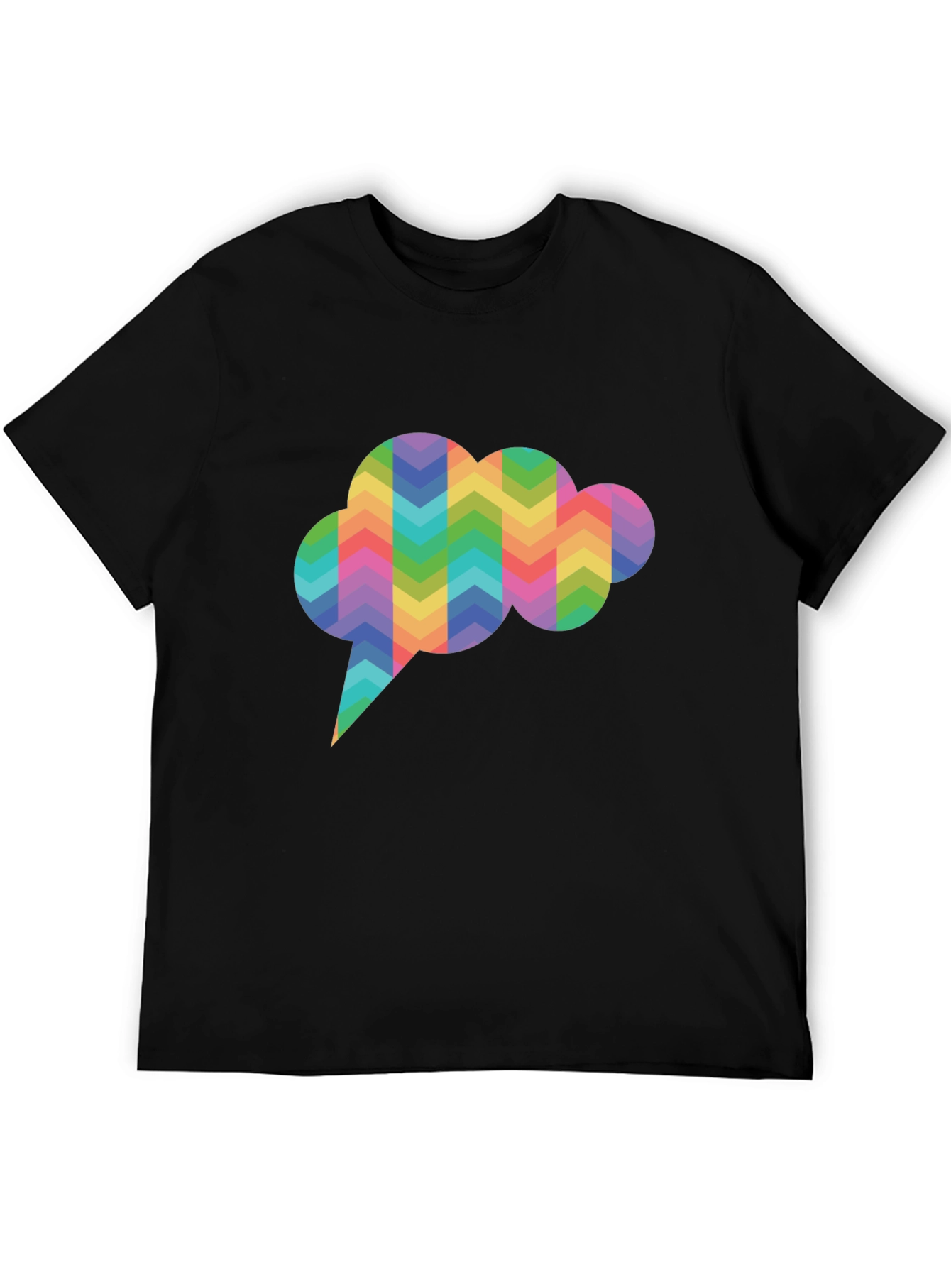 Rainbow Chevron Speech Bubble Black T-Shirt