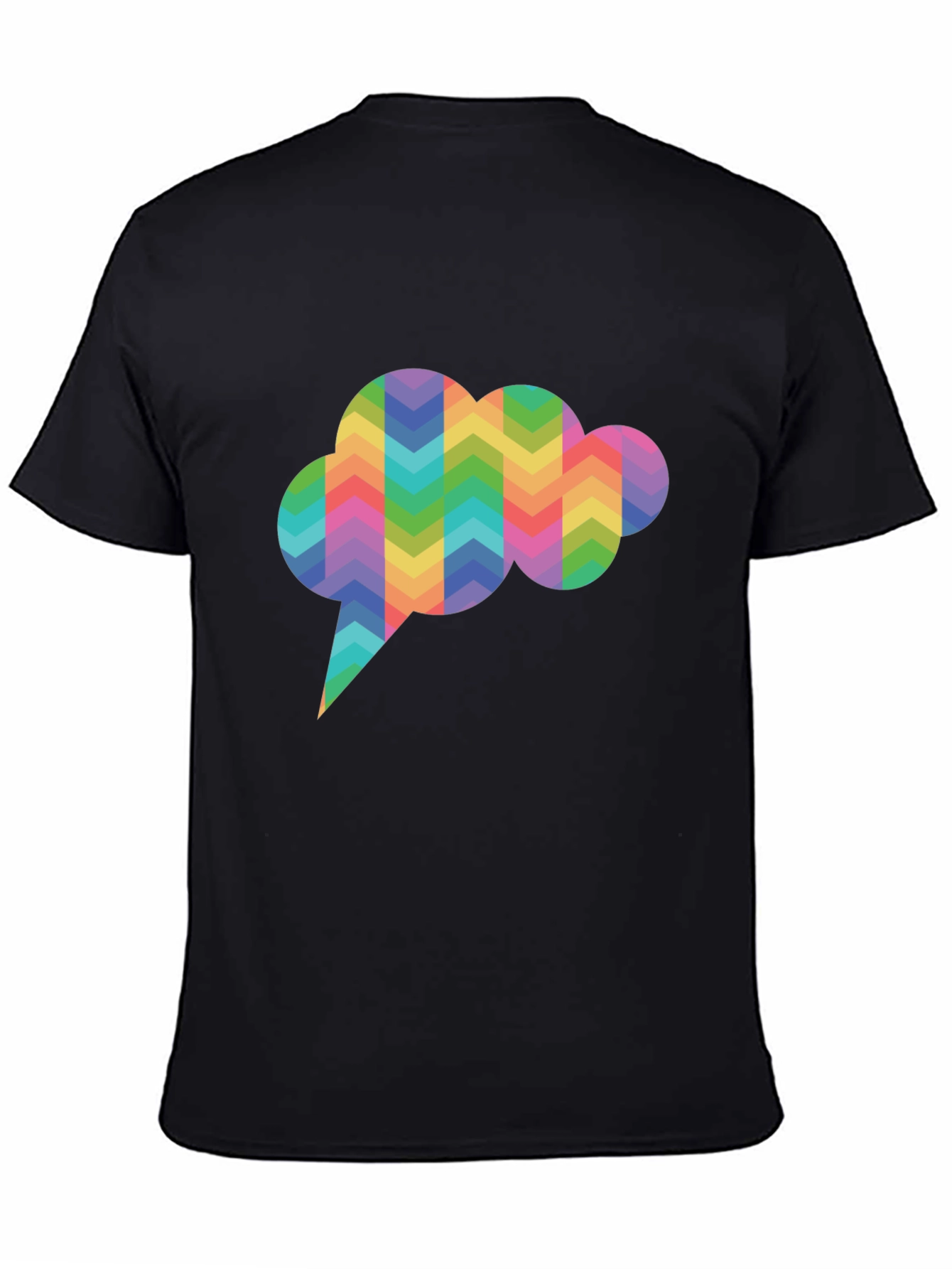 Rainbow Chevron Speech Bubble Black T-Shirt