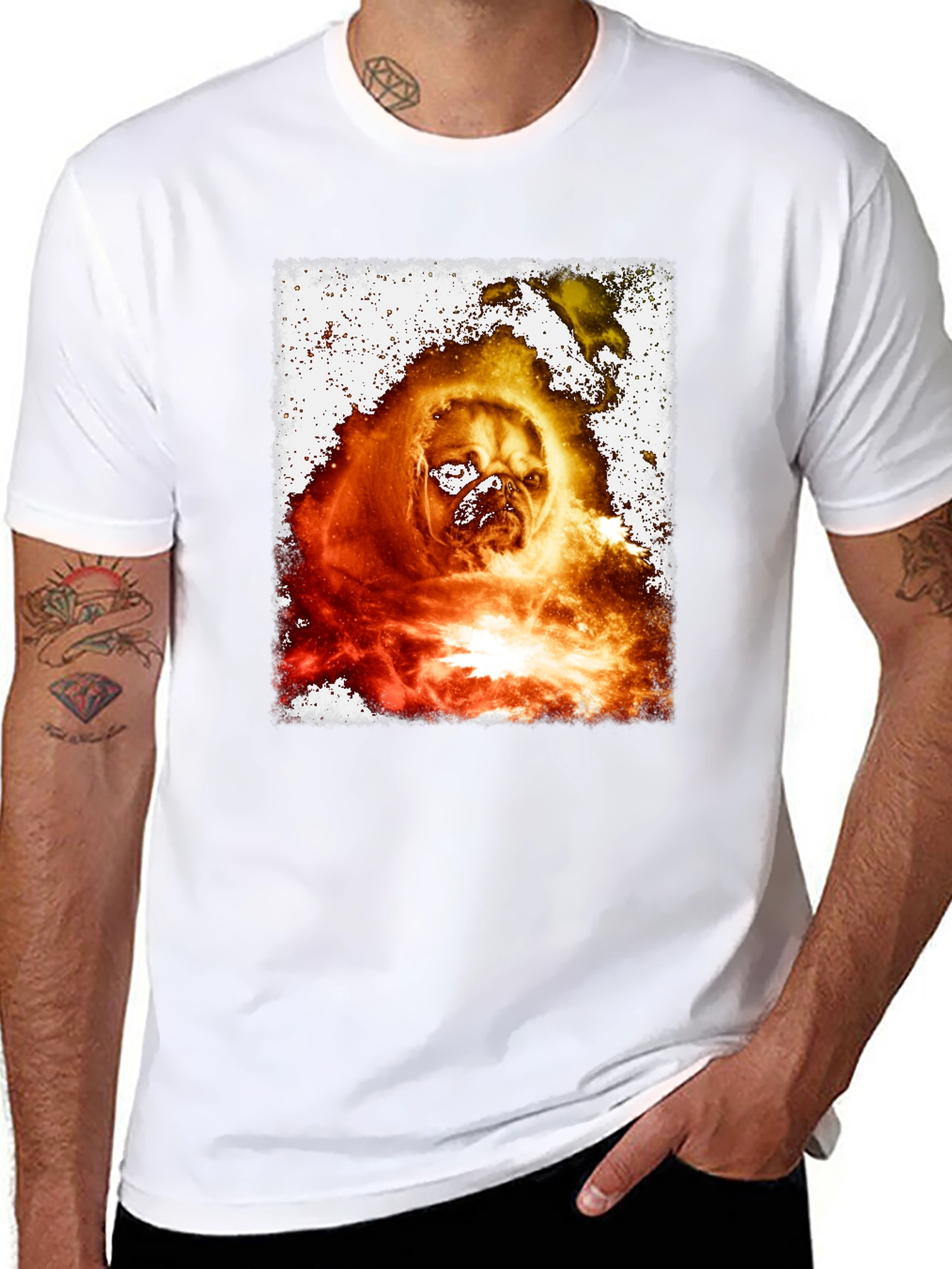 Fiery Pug Graphic Tee - Black