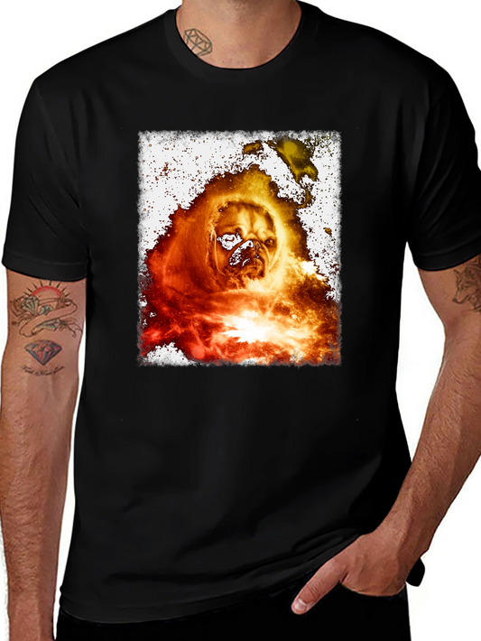 Fiery Pug Graphic Tee - Black