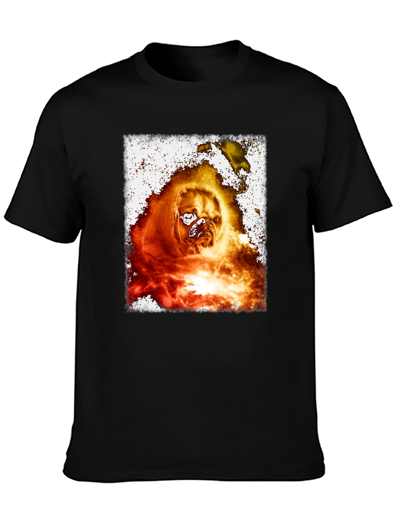 Fiery Pug Graphic Tee - Black