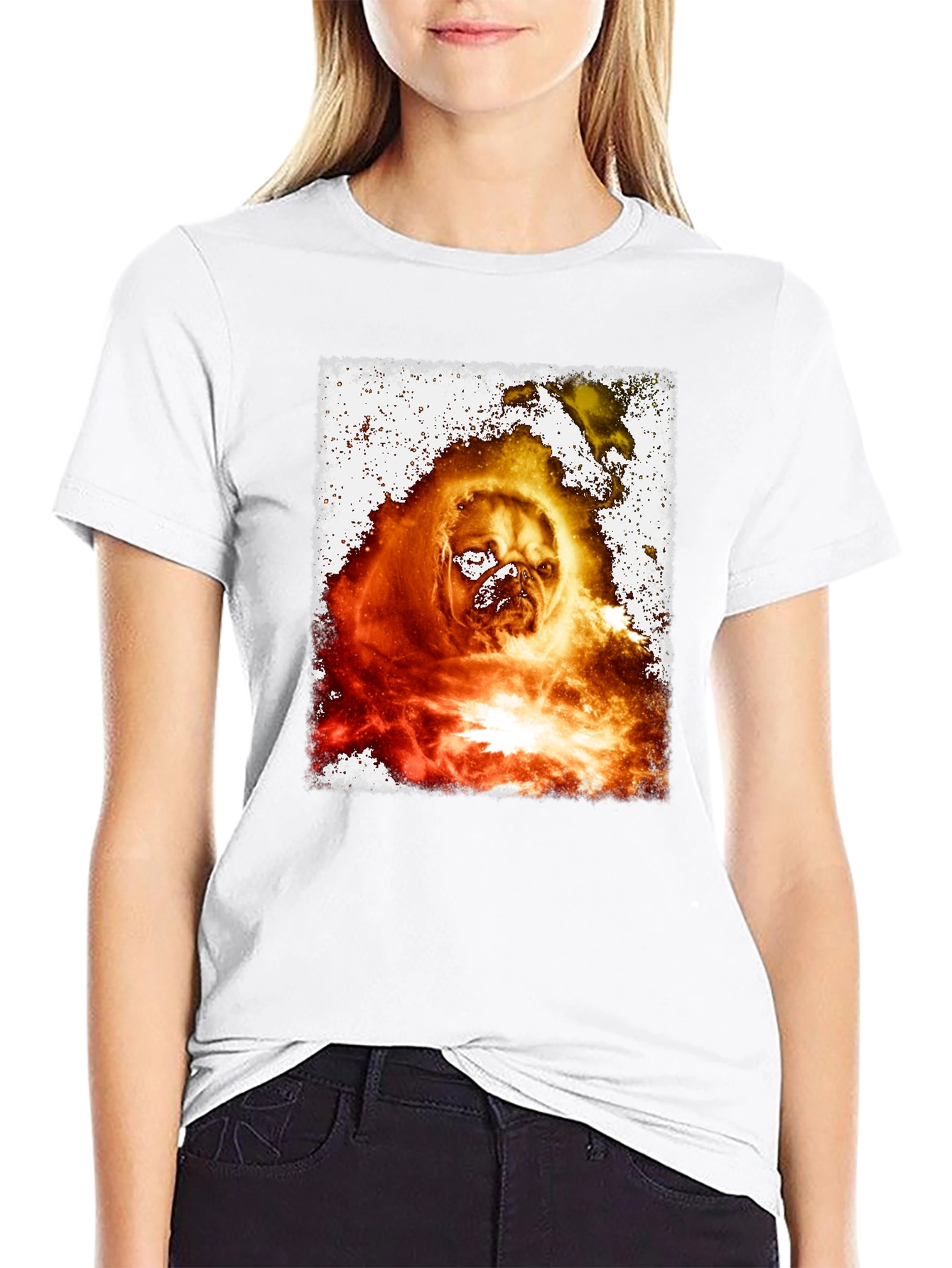 Fiery Pug Graphic Tee - Black