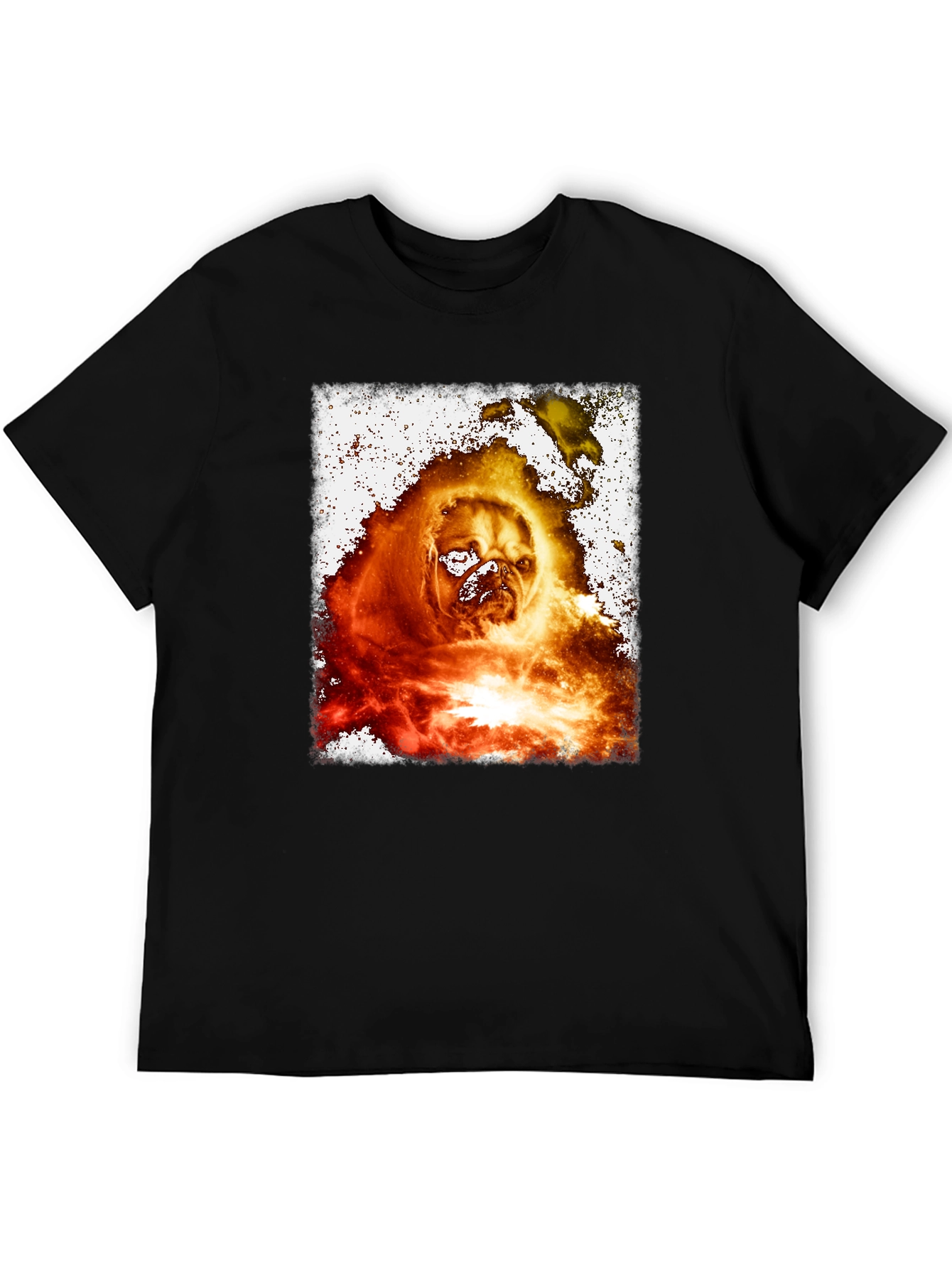 Fiery Pug Graphic Tee - Black
