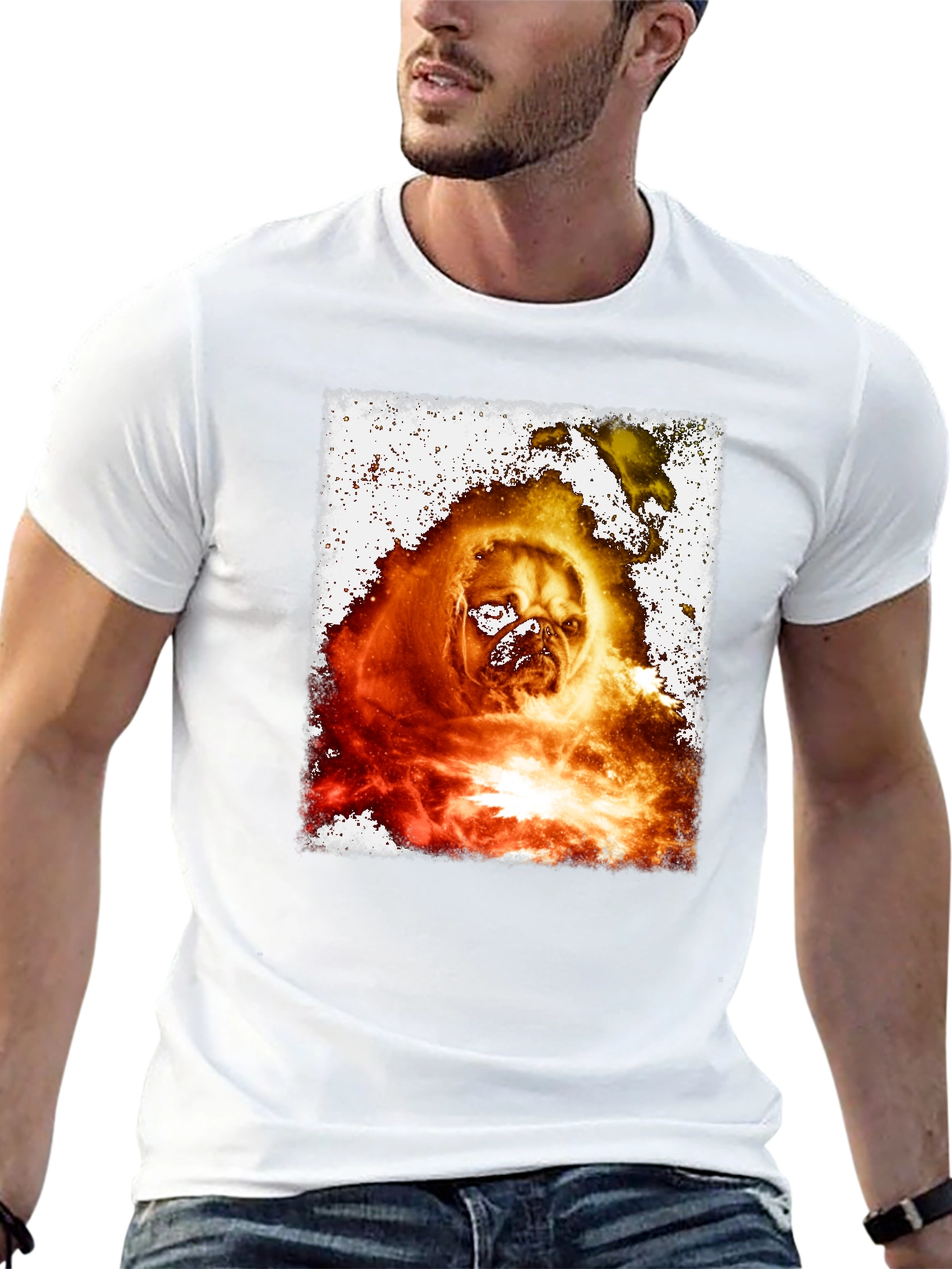 Fiery Pug Graphic Tee - Black