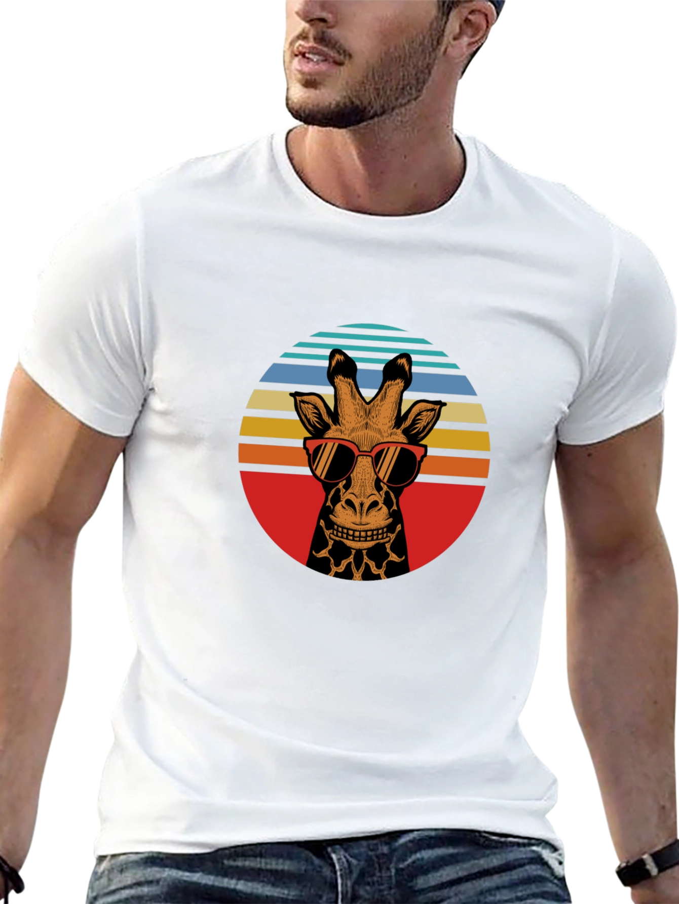 Cool Giraffe Retro Graphic T-Shirt