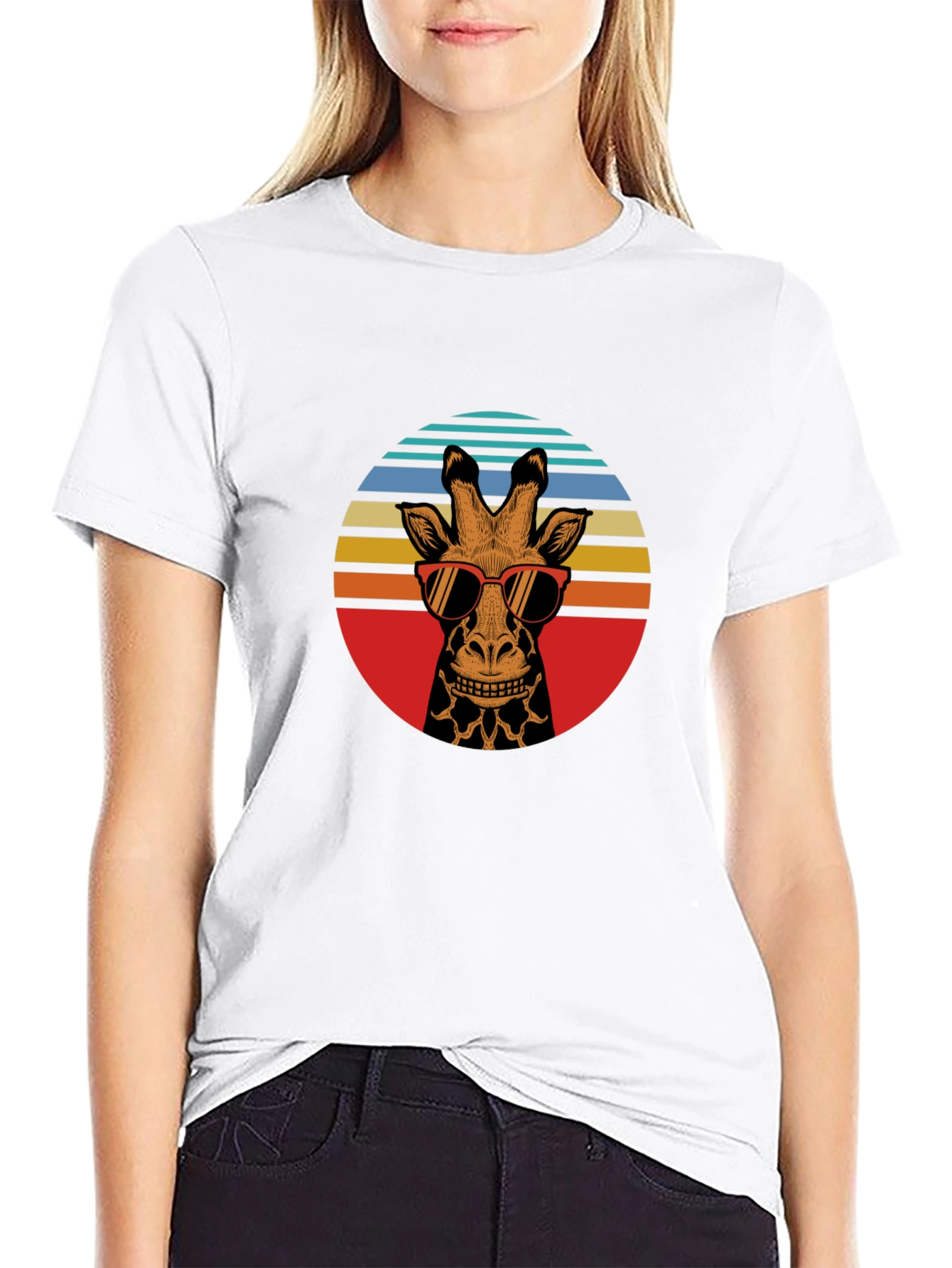 Cool Giraffe Retro Graphic T-Shirt