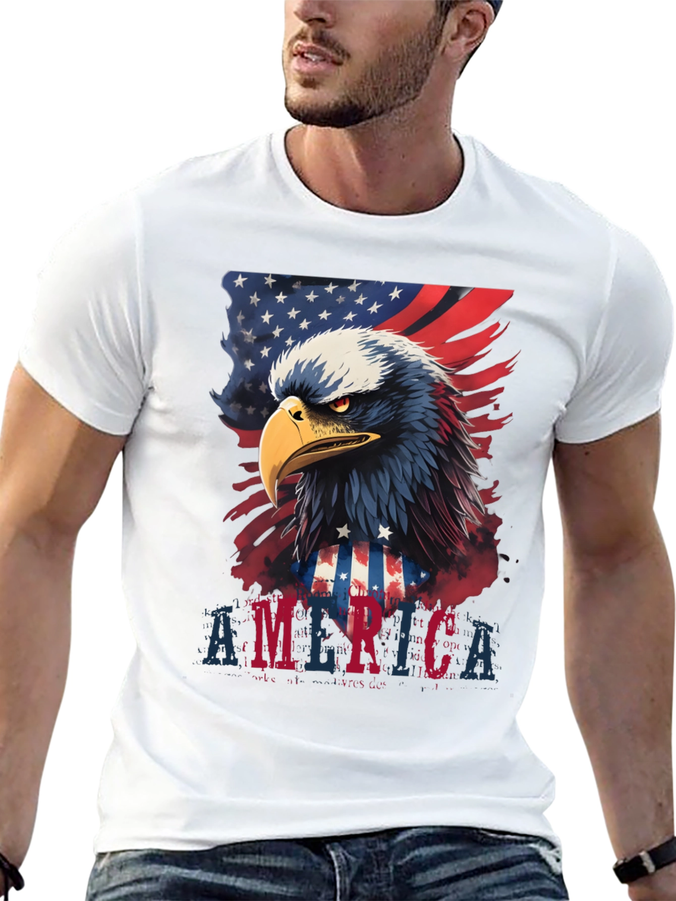 Patriotic Eagle USA Flag Graphic T-Shirt