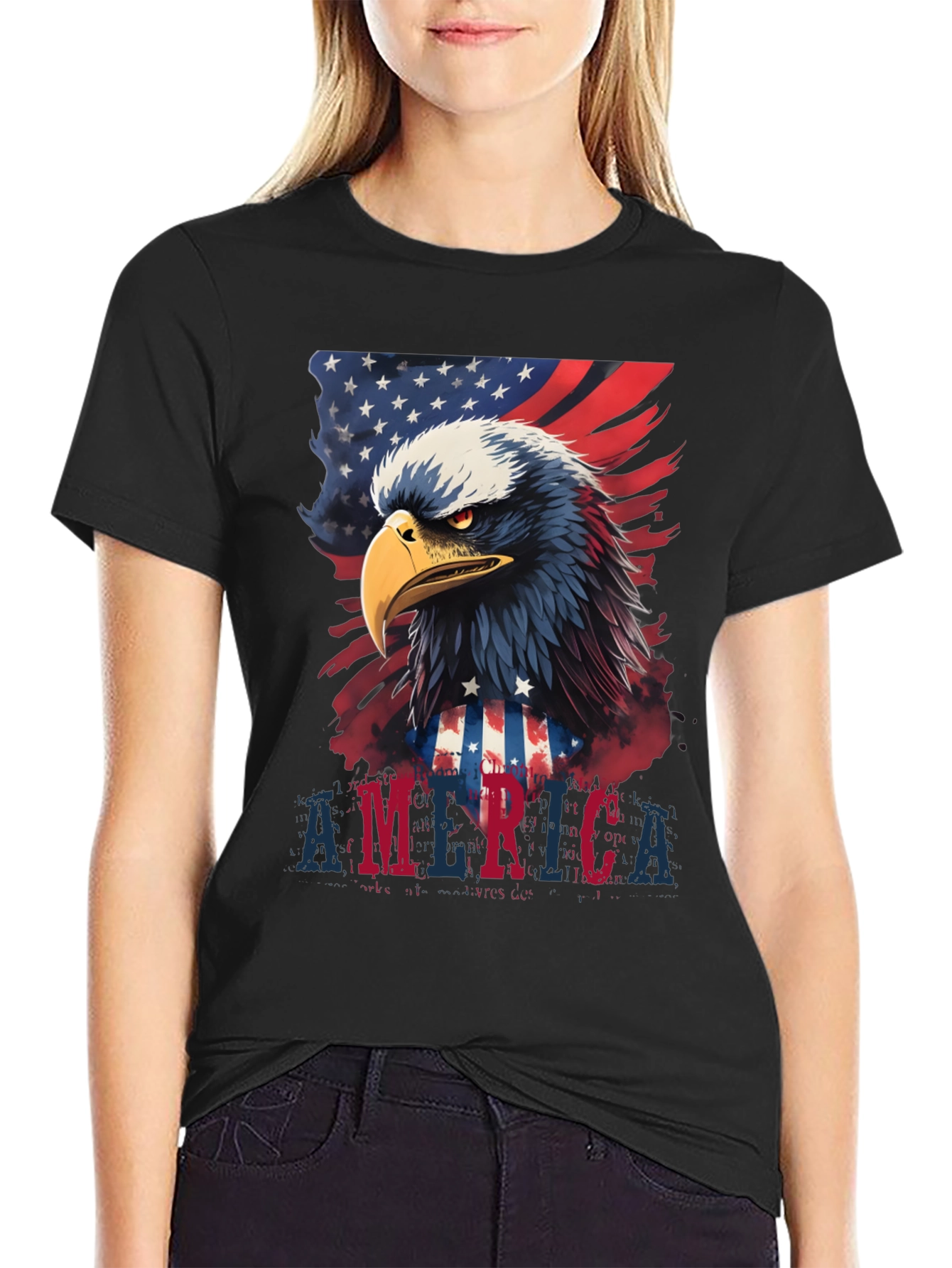 Patriotic Eagle USA Flag Graphic T-Shirt