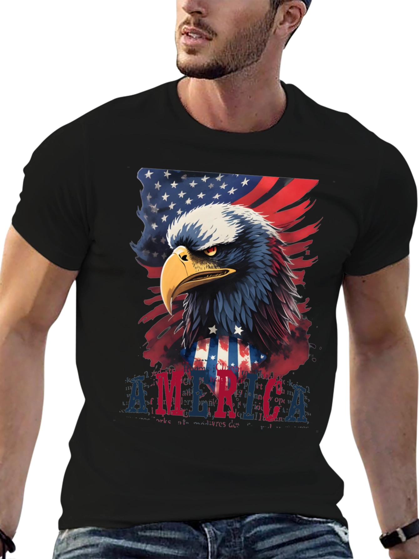 Patriotic Eagle USA Flag Graphic T-Shirt