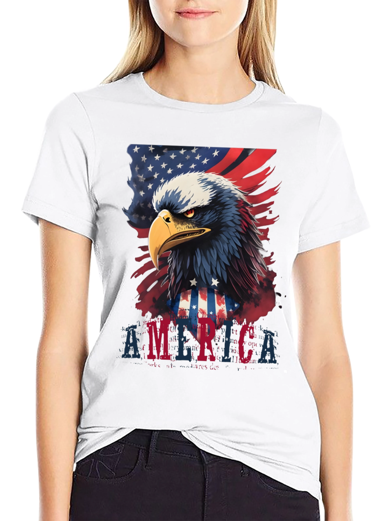 Patriotic Eagle USA Flag Graphic T-Shirt