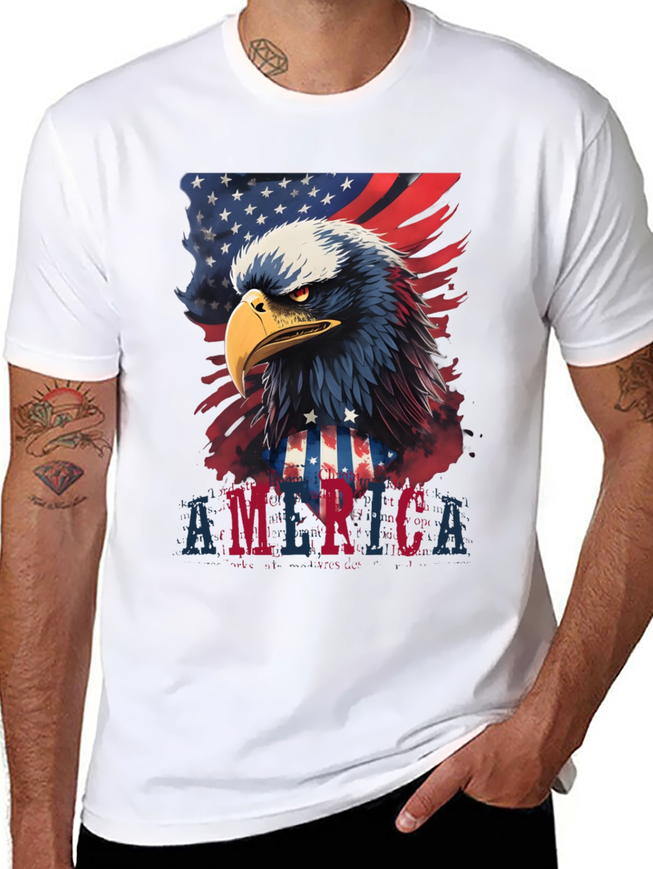 Patriotic Eagle USA Flag Graphic T-Shirt