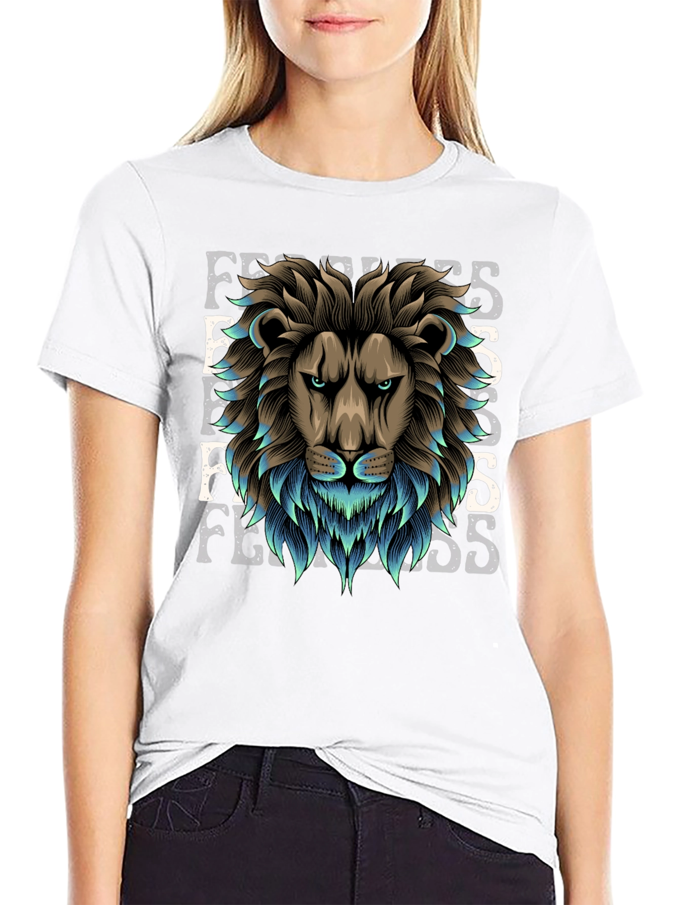 Lion Fearless Graphic Tee - Premium Cotton Blend