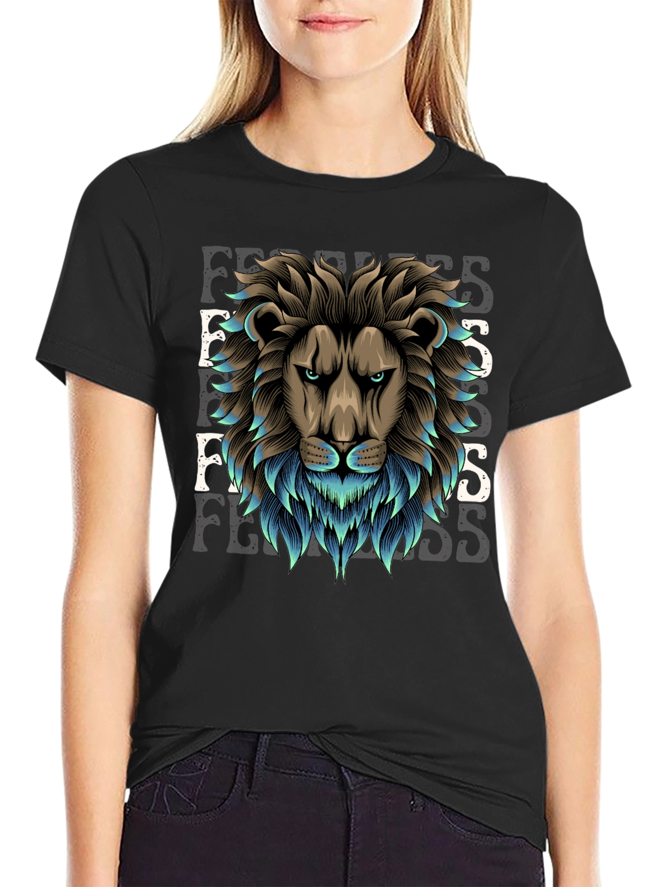 Lion Fearless Graphic Tee - Premium Cotton Blend
