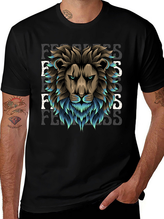 Lion Fearless Graphic Tee - Premium Cotton Blend