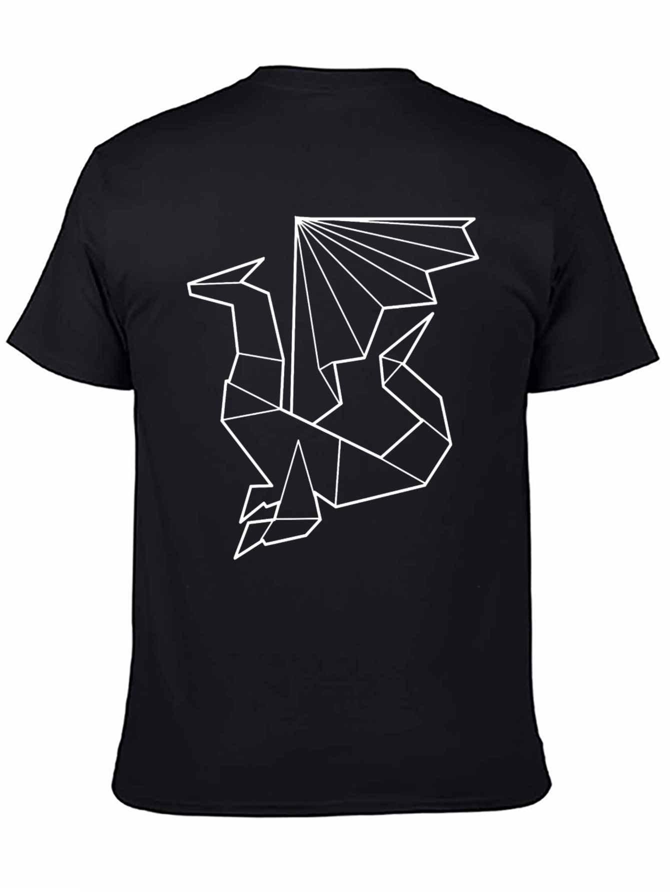 Geometric Dragon Graphic Tee - Stylish Mens Black T-Shirt