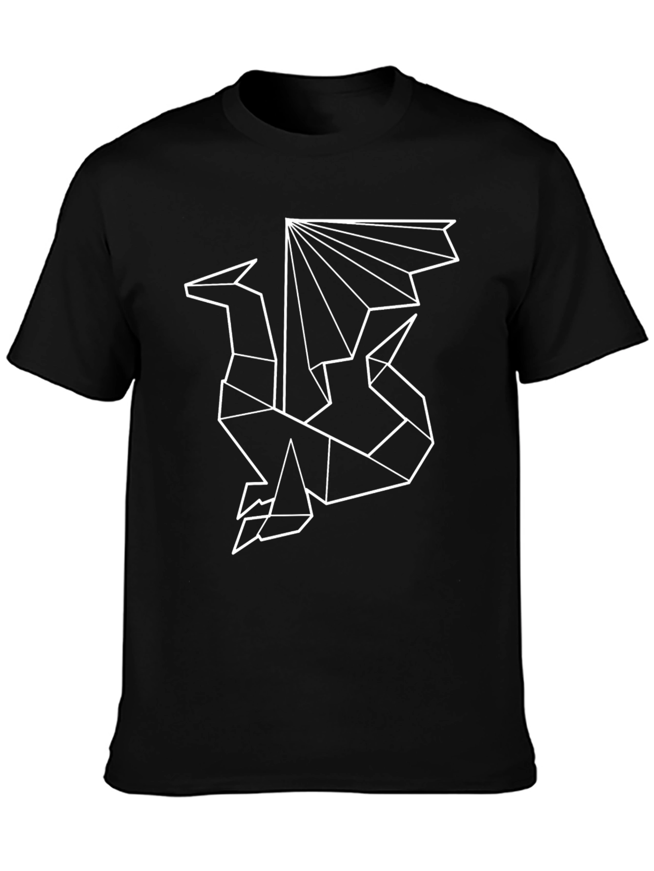 Geometric Dragon Graphic Tee - Stylish Mens Black T-Shirt