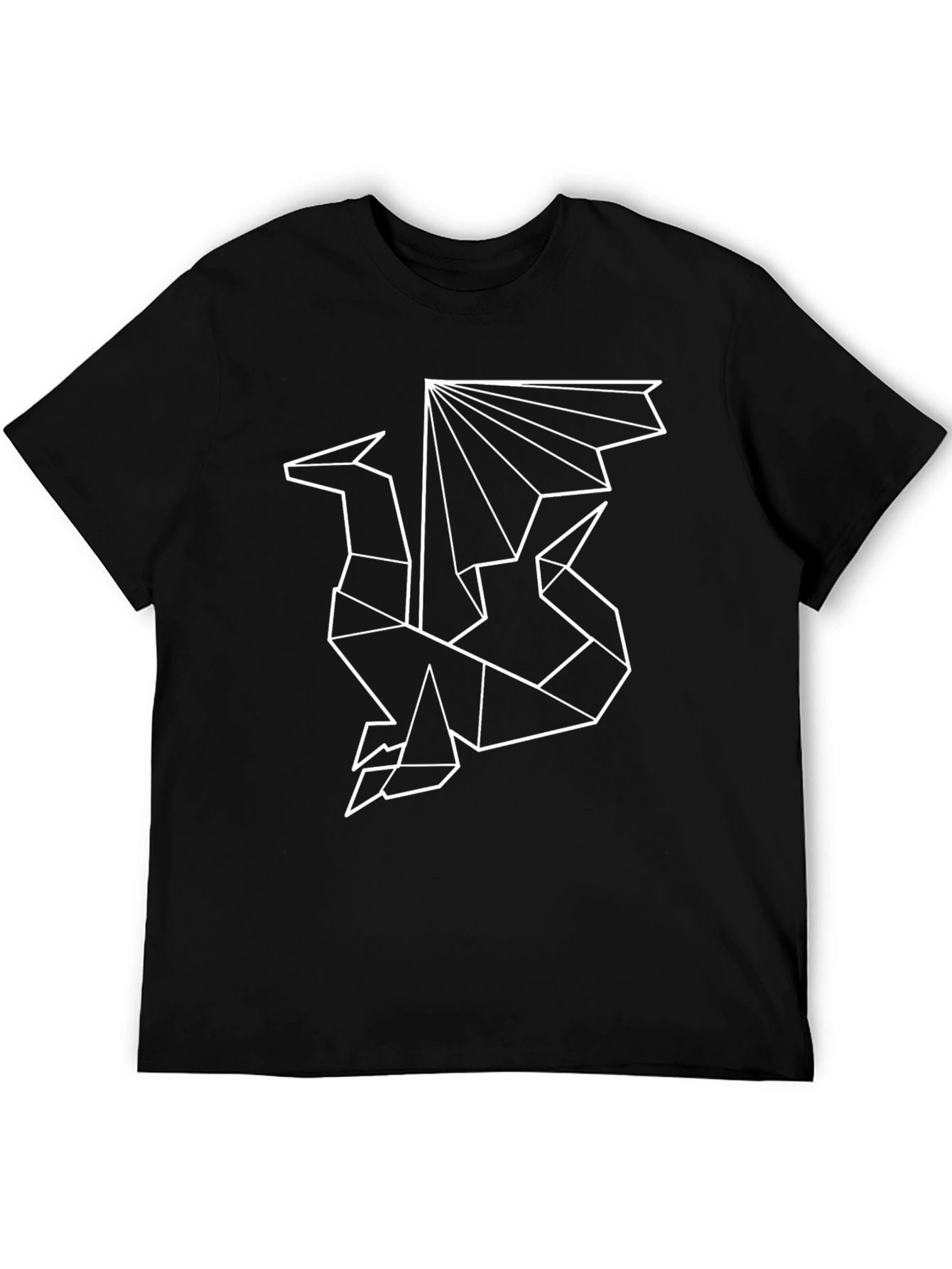 Geometric Dragon Graphic Tee - Stylish Mens Black T-Shirt