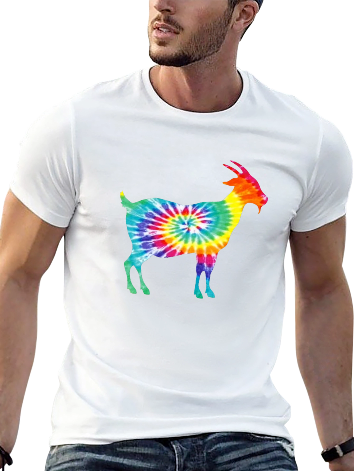 Tie Dye Goat Graphic Tee - Funky Casual Style