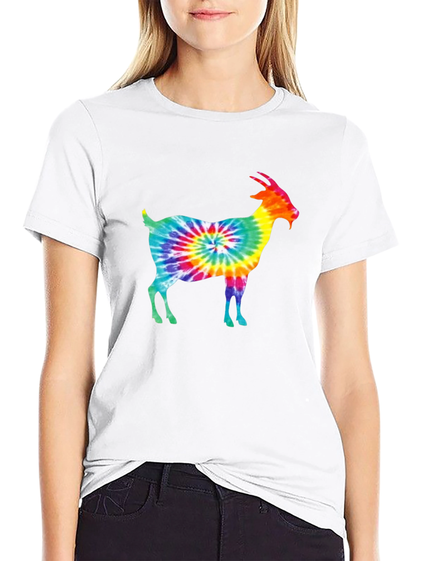 Tie Dye Goat Graphic Tee - Funky Casual Style