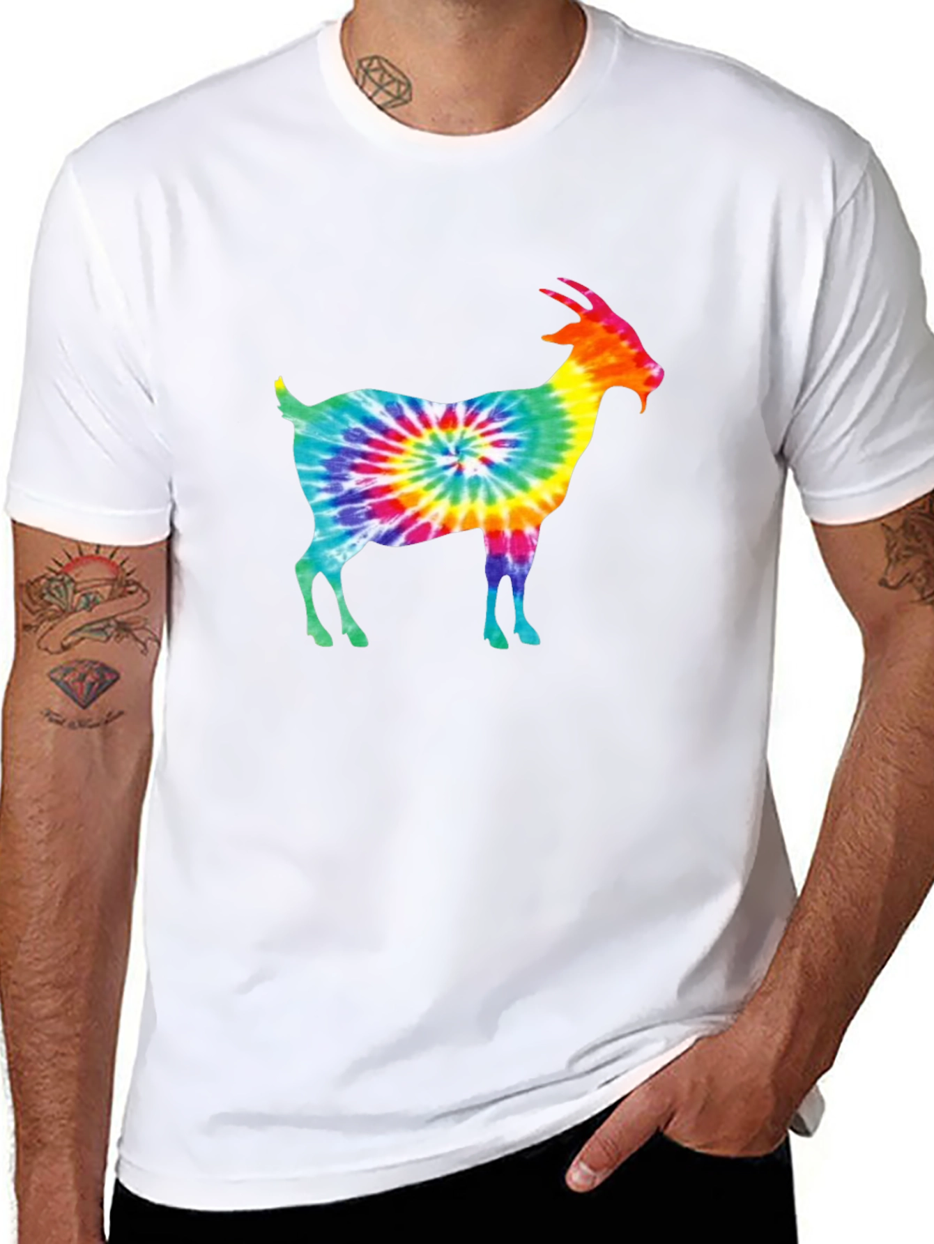 Tie Dye Goat Graphic Tee - Funky Casual Style
