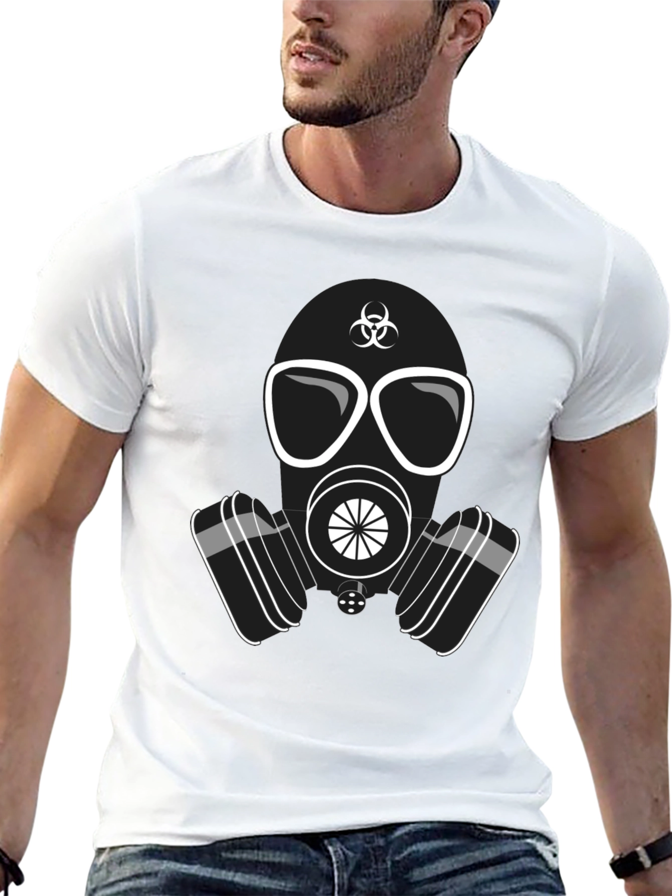 Gas Mask Graphic T-Shirt - Biohazard Design Casual Wear