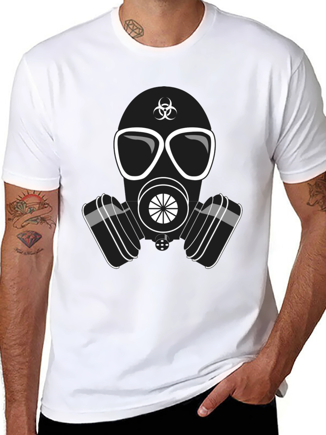 Gas Mask Graphic T-Shirt - Biohazard Design Casual Wear