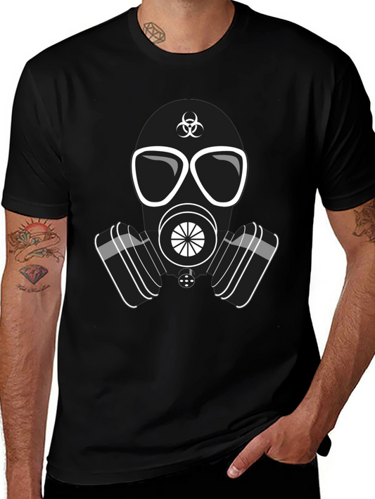 Gas Mask Graphic T-Shirt - Biohazard Design Casual Wear