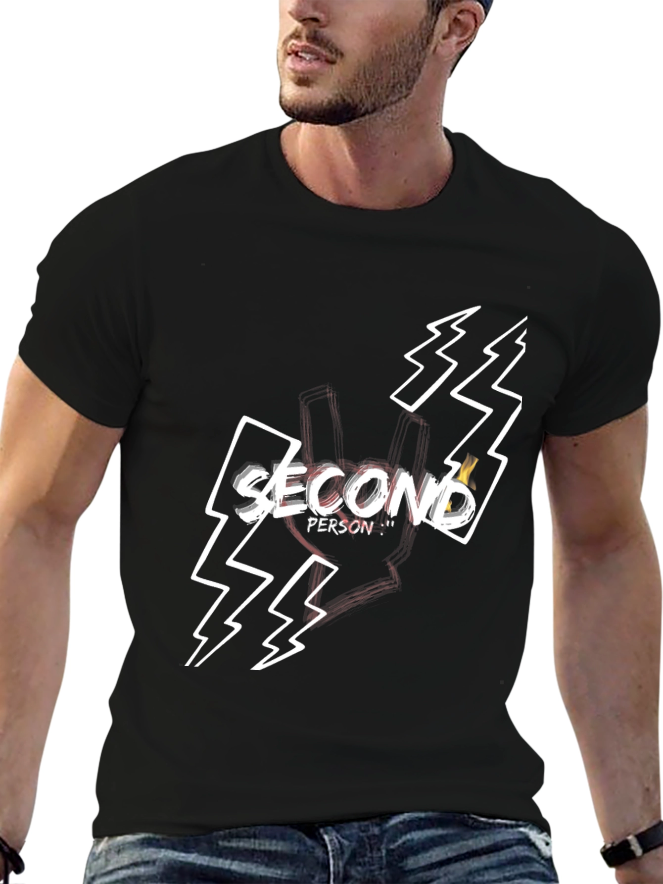 Second Person Graphic Tee - Black Cotton Blend