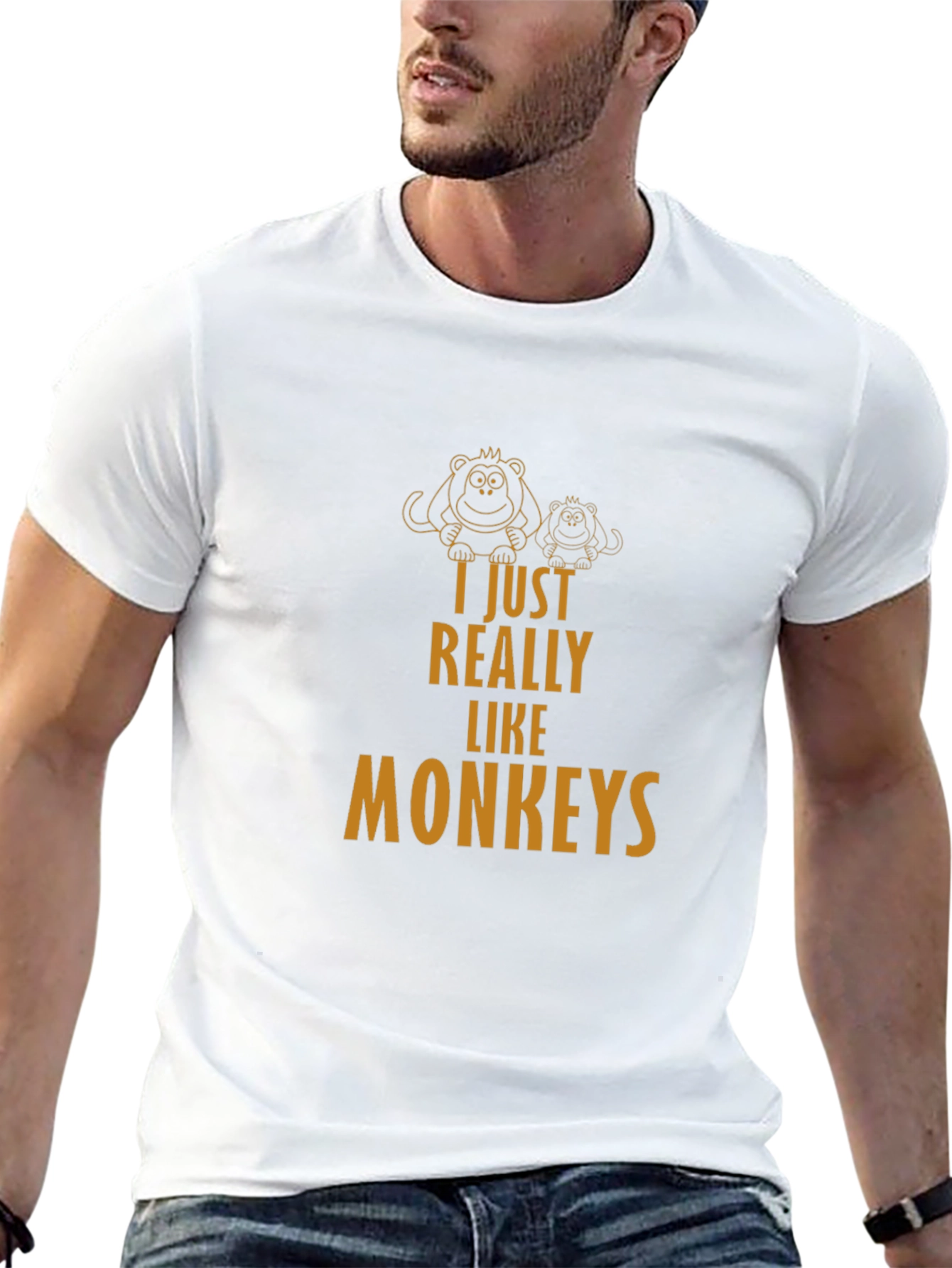 I Just Really Like Monkeys T-Shirt - Black Tee