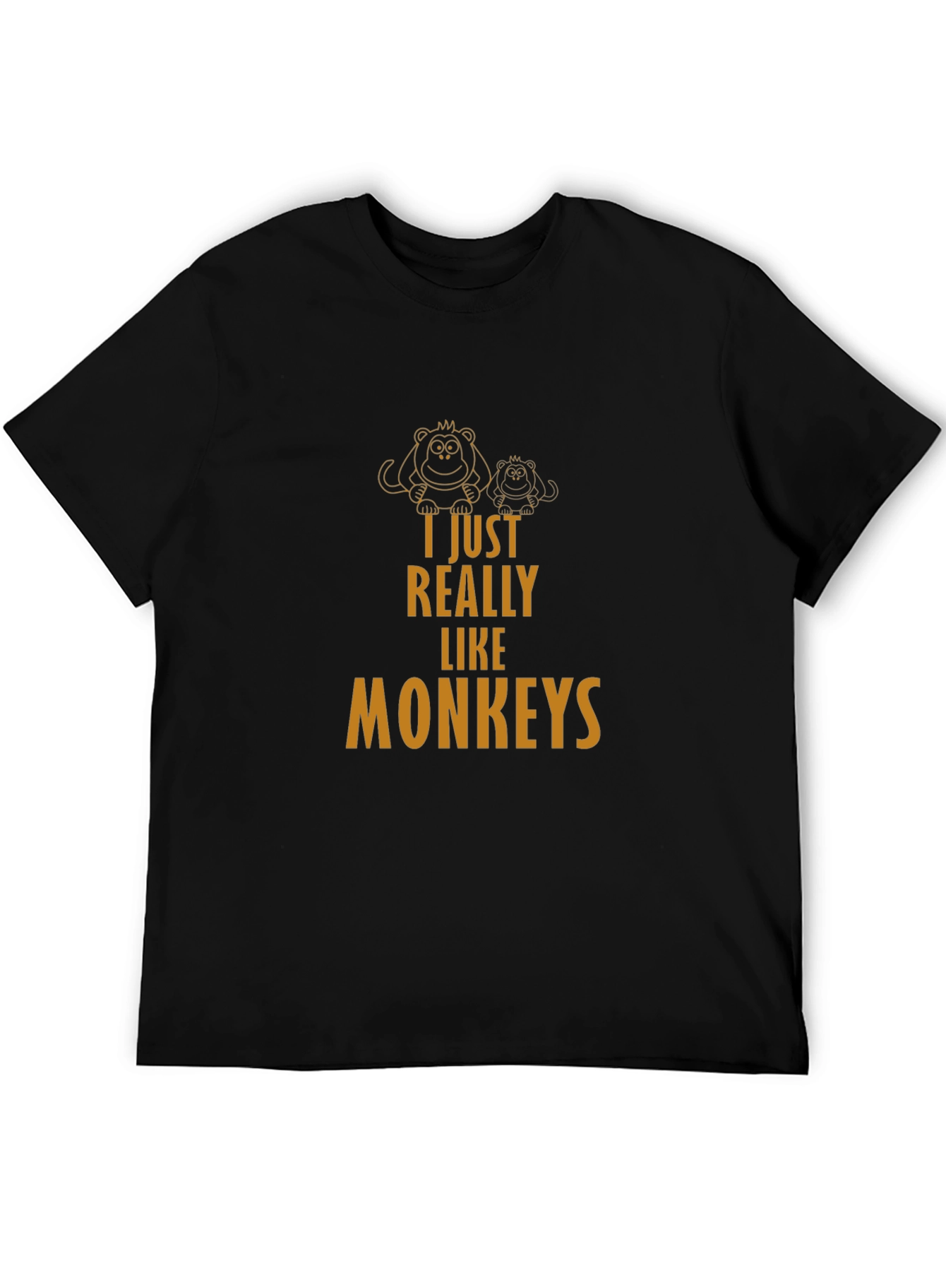 I Just Really Like Monkeys T-Shirt - Black Tee