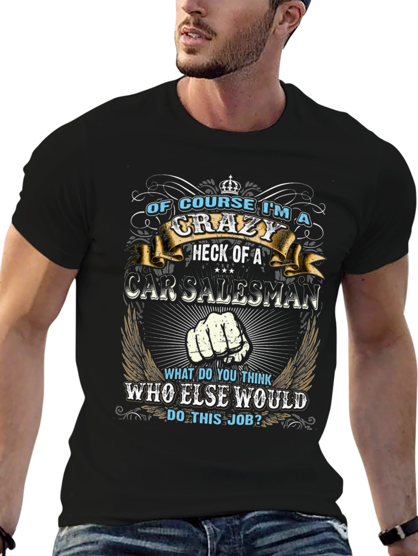 Crazy Car Salesman Graphic T-Shirt