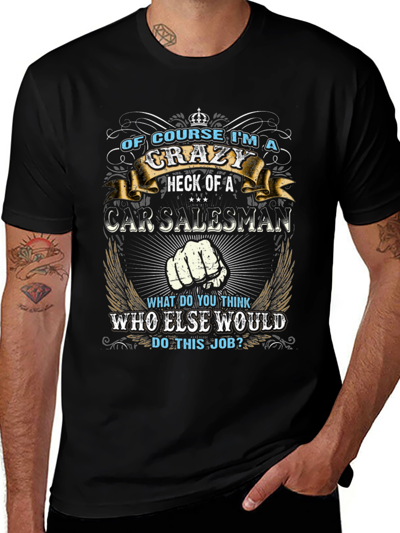 Crazy Car Salesman Graphic T-Shirt