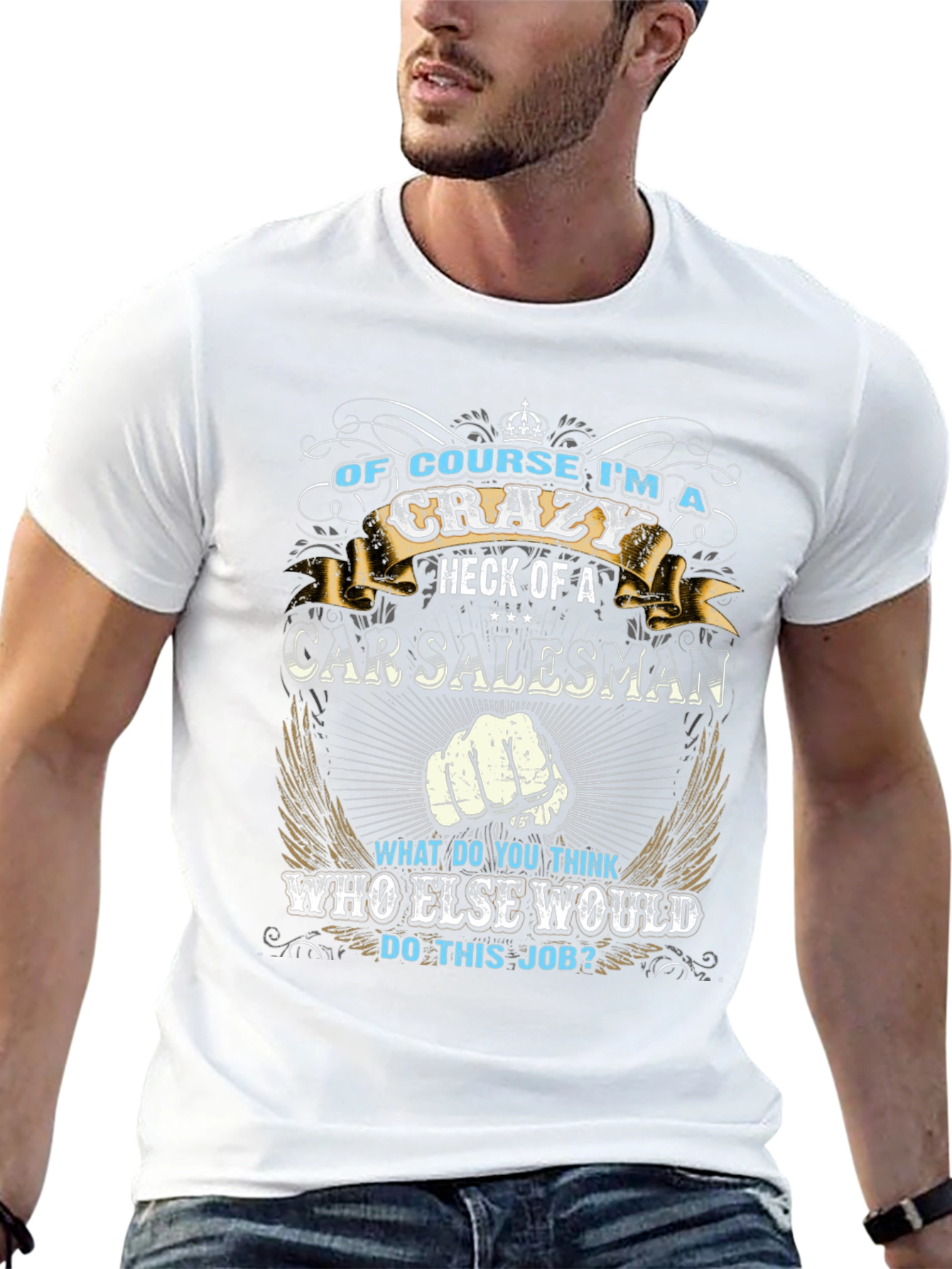 Crazy Car Salesman Graphic T-Shirt