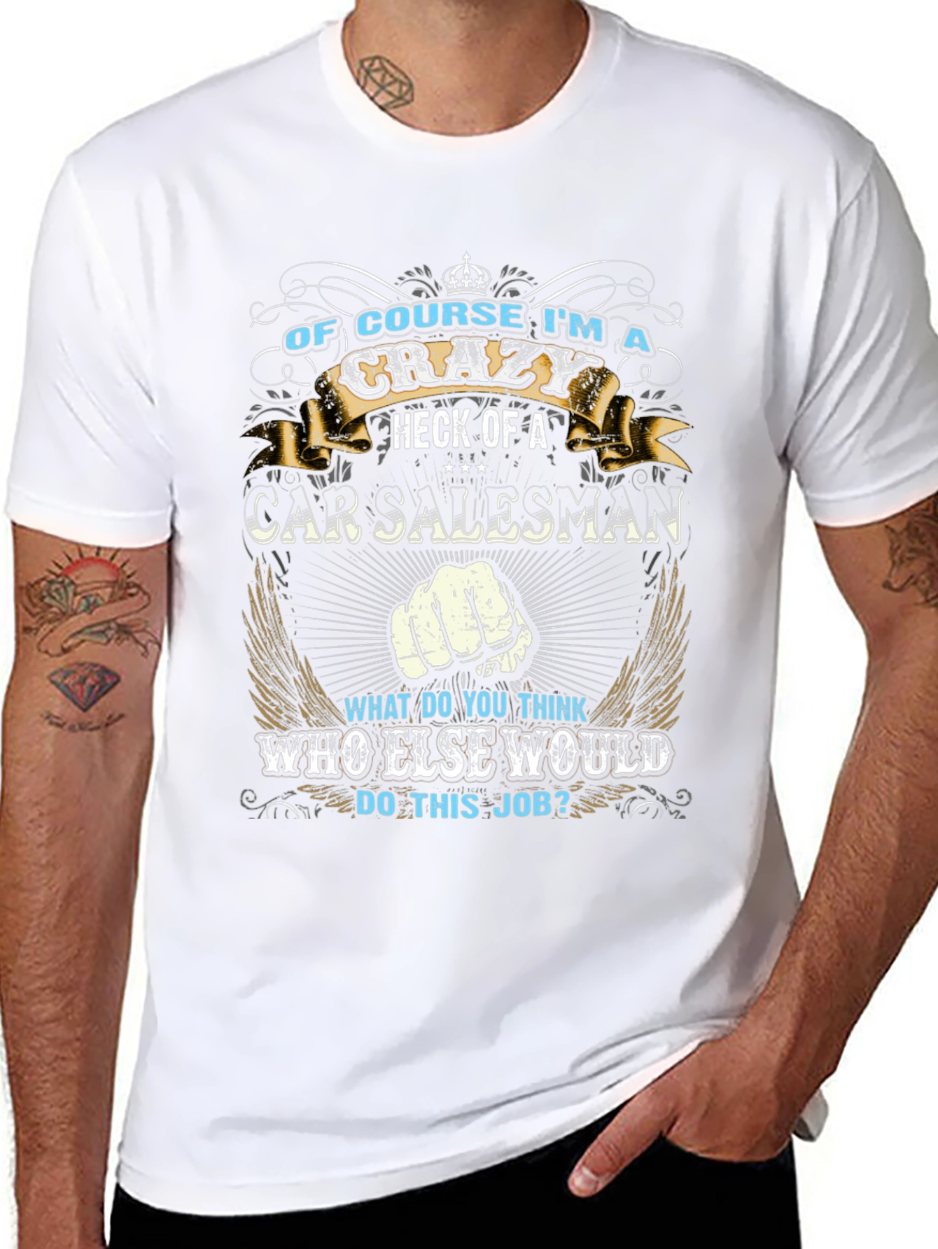 Crazy Car Salesman Graphic T-Shirt