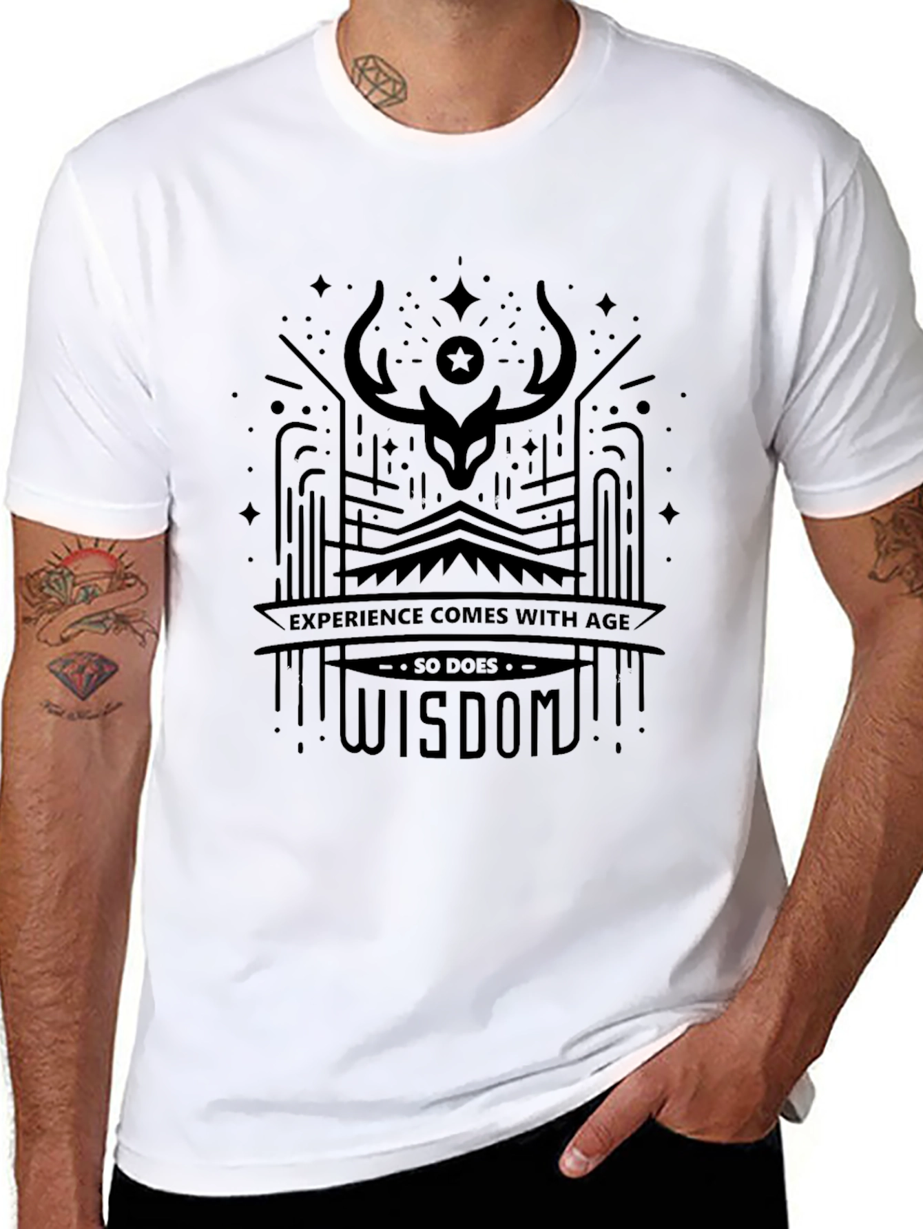Experience & Wisdom Black Graphic Tee