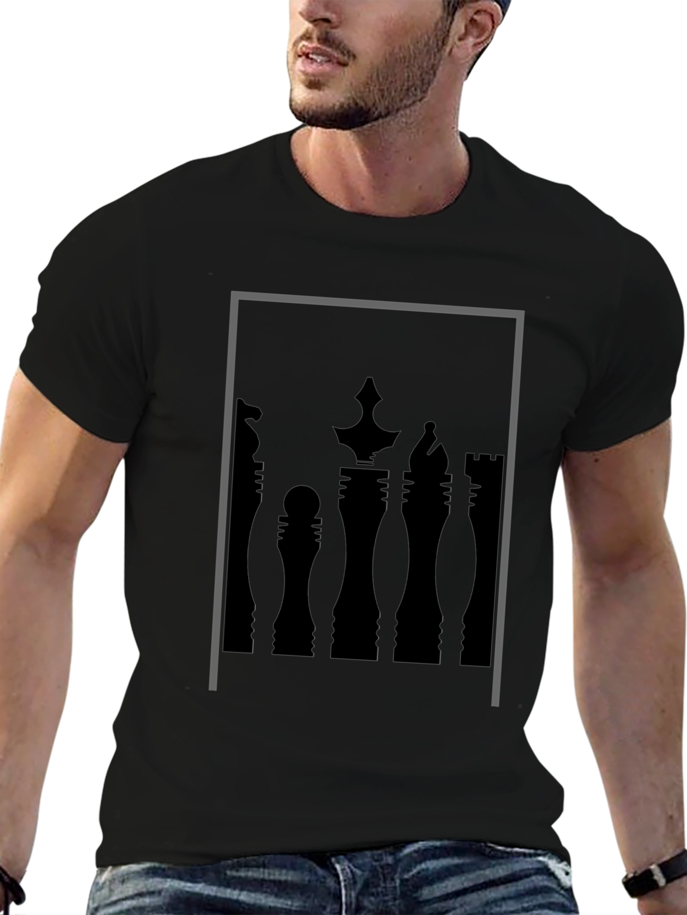 Chess Piece Silhouette Graphic T-Shirt