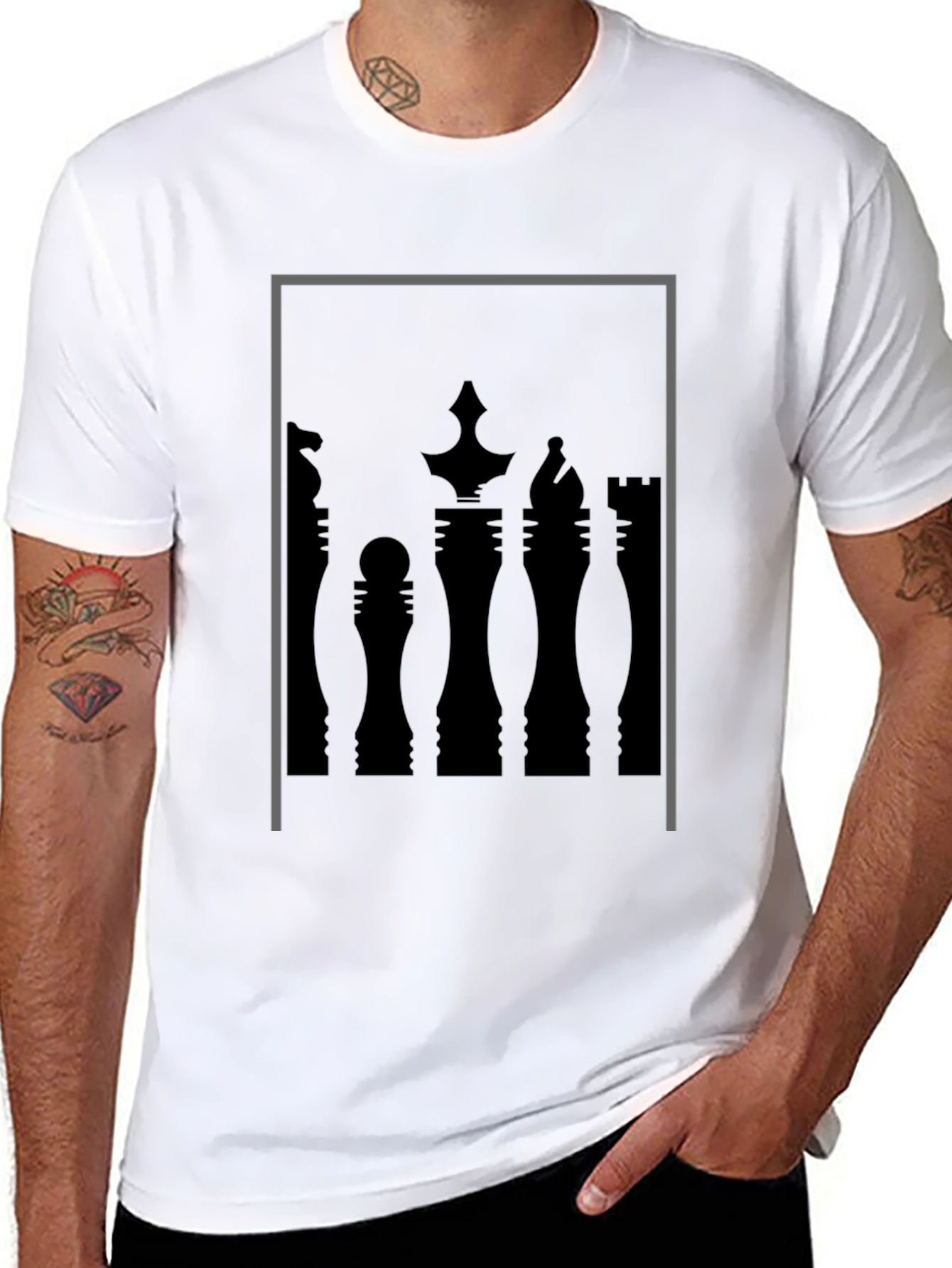 Chess Piece Silhouette Graphic T-Shirt