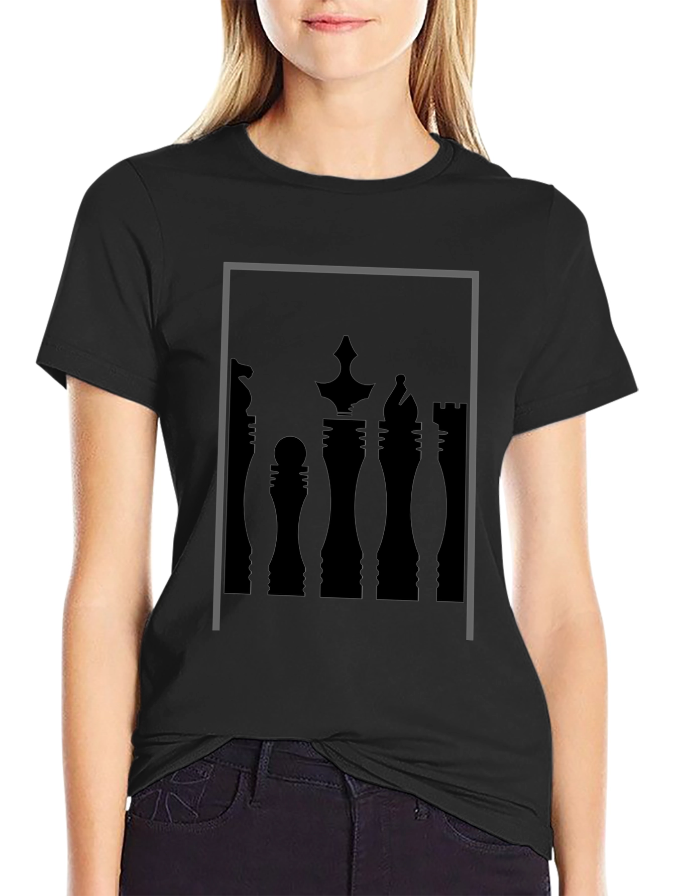 Chess Piece Silhouette Graphic T-Shirt