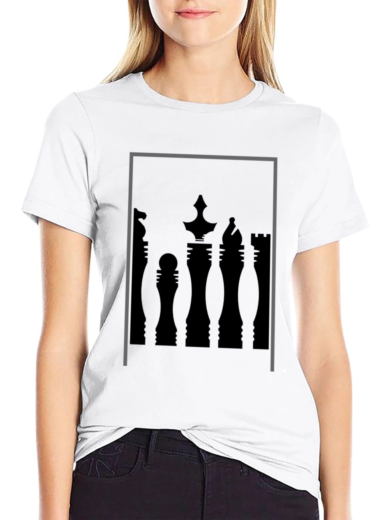 Chess Piece Silhouette Graphic T-Shirt