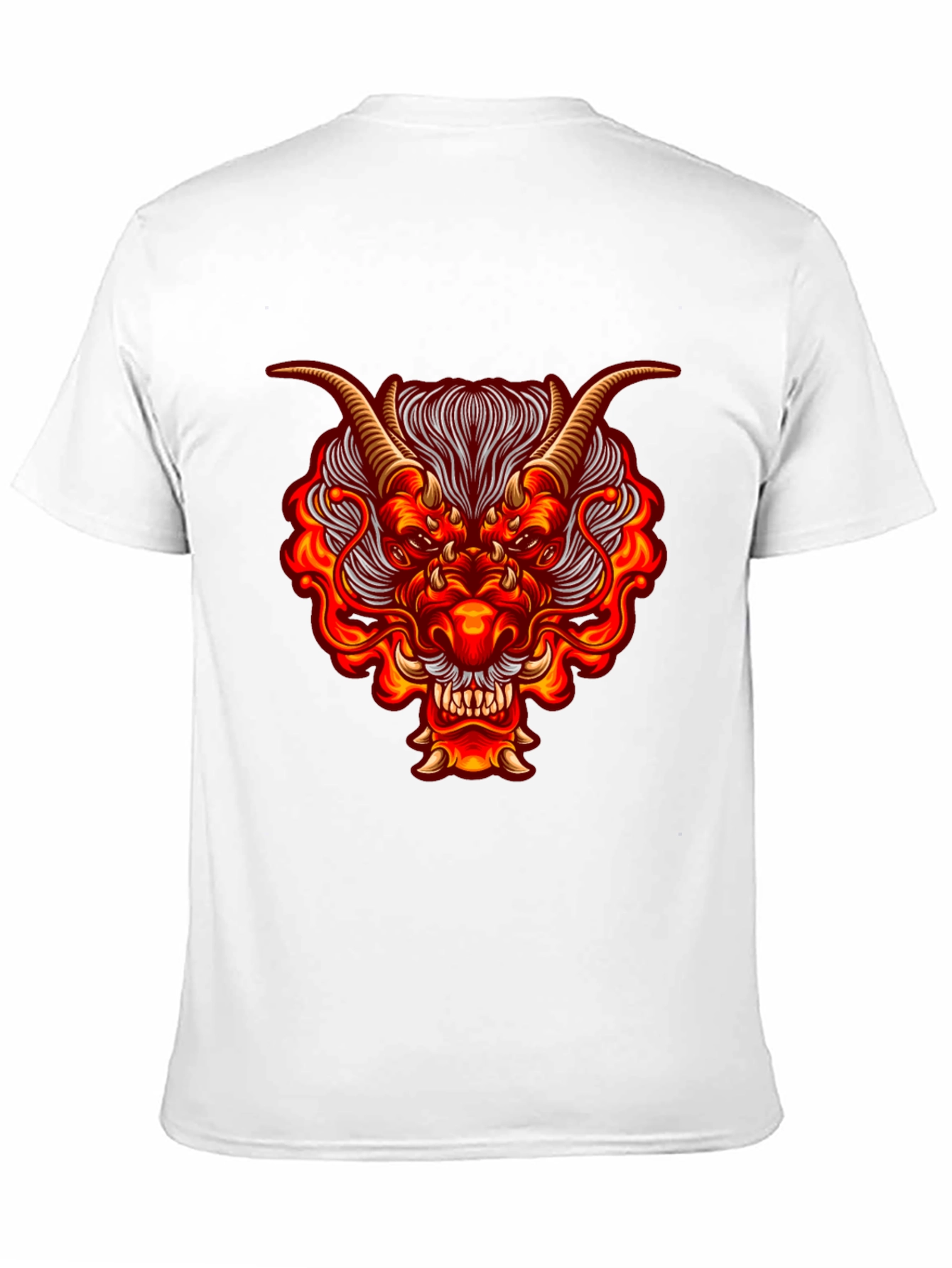 Fiery Dragon Graphic Tee - Bold Black Cotton Shirt