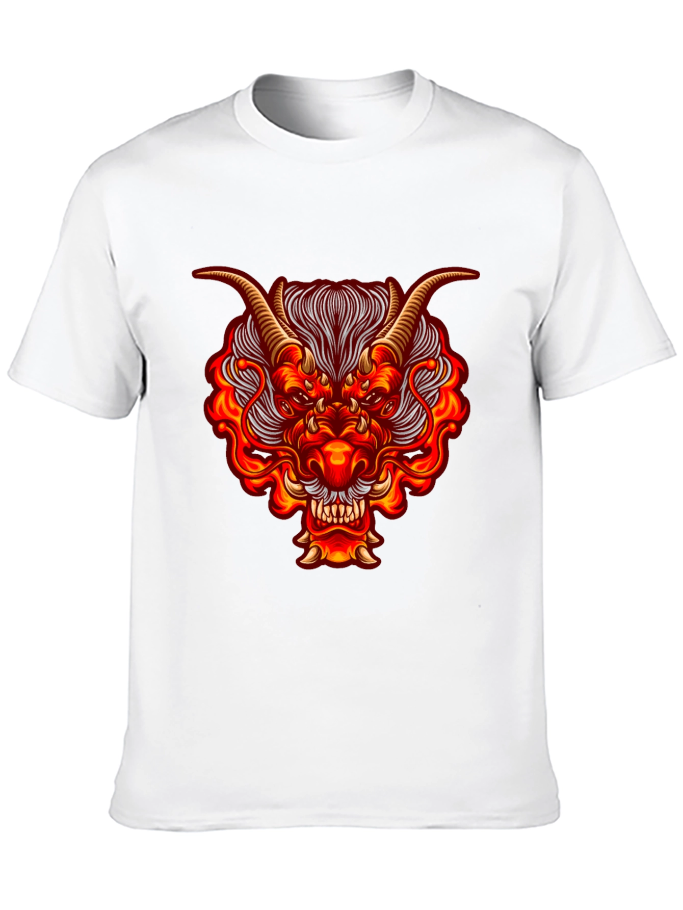 Fiery Dragon Graphic Tee - Bold Black Cotton Shirt