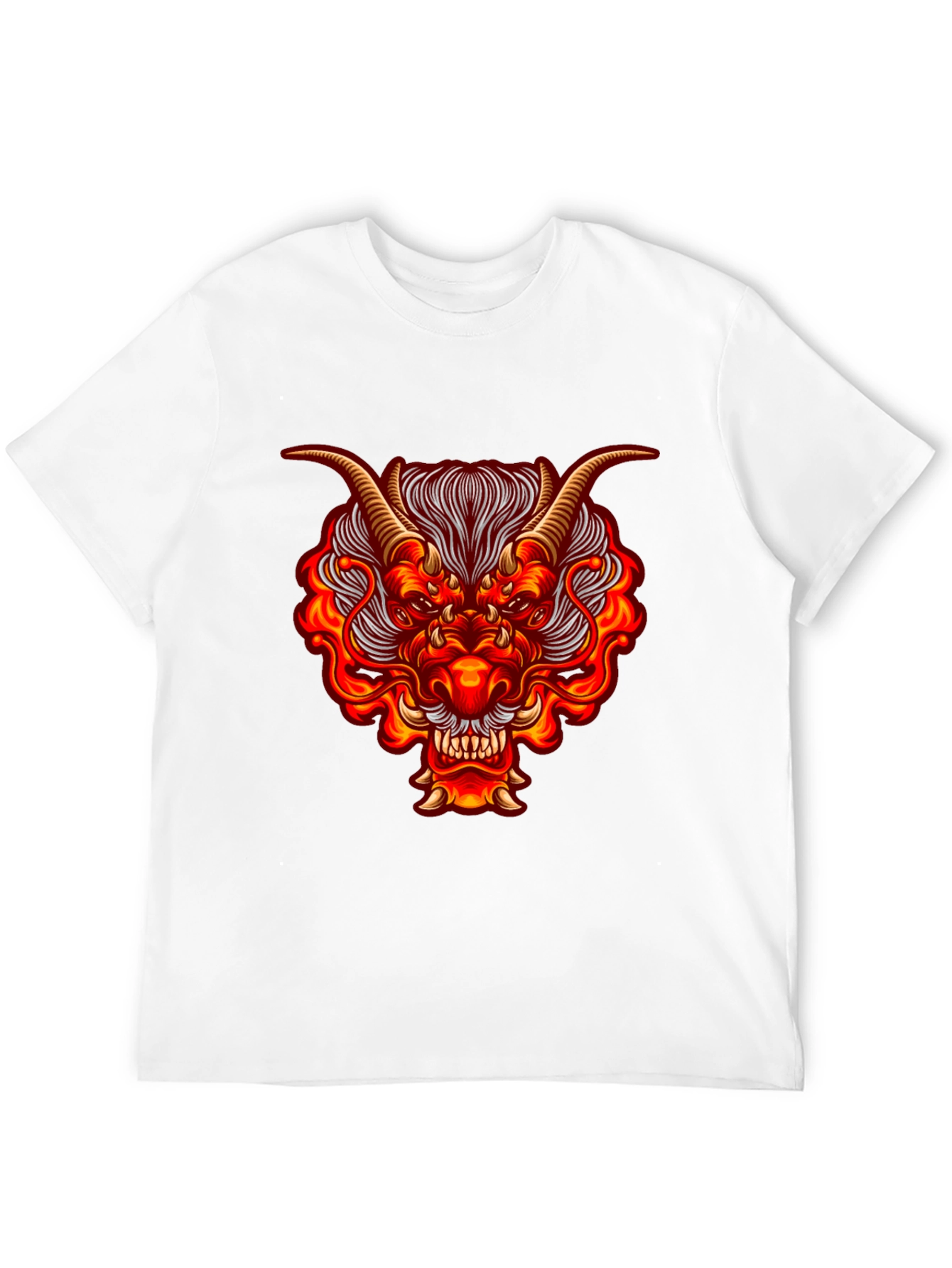 Fiery Dragon Graphic Tee - Bold Black Cotton Shirt