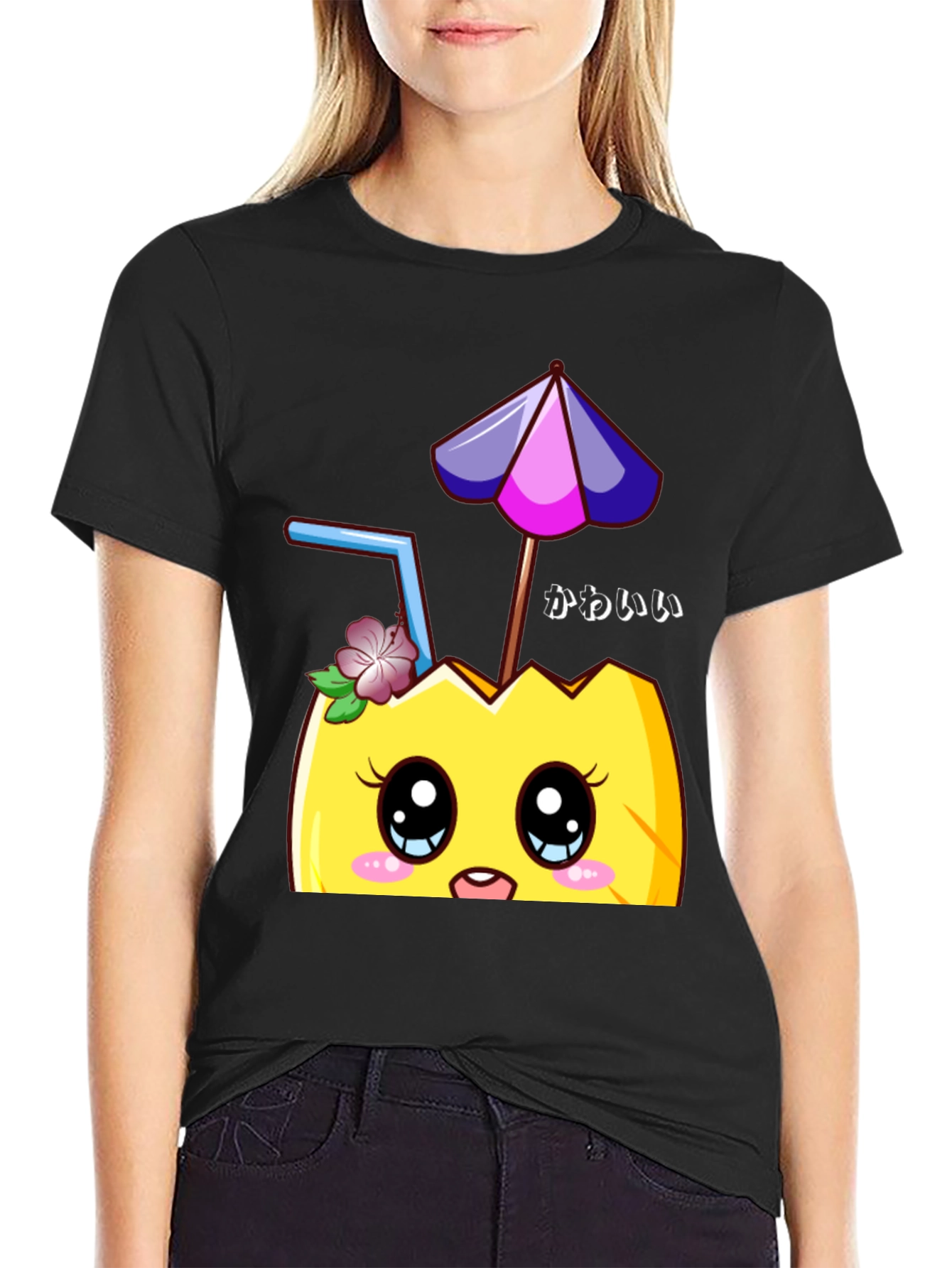 Kawaii Pineapple T-Shirt - Tropical Summer Vibes