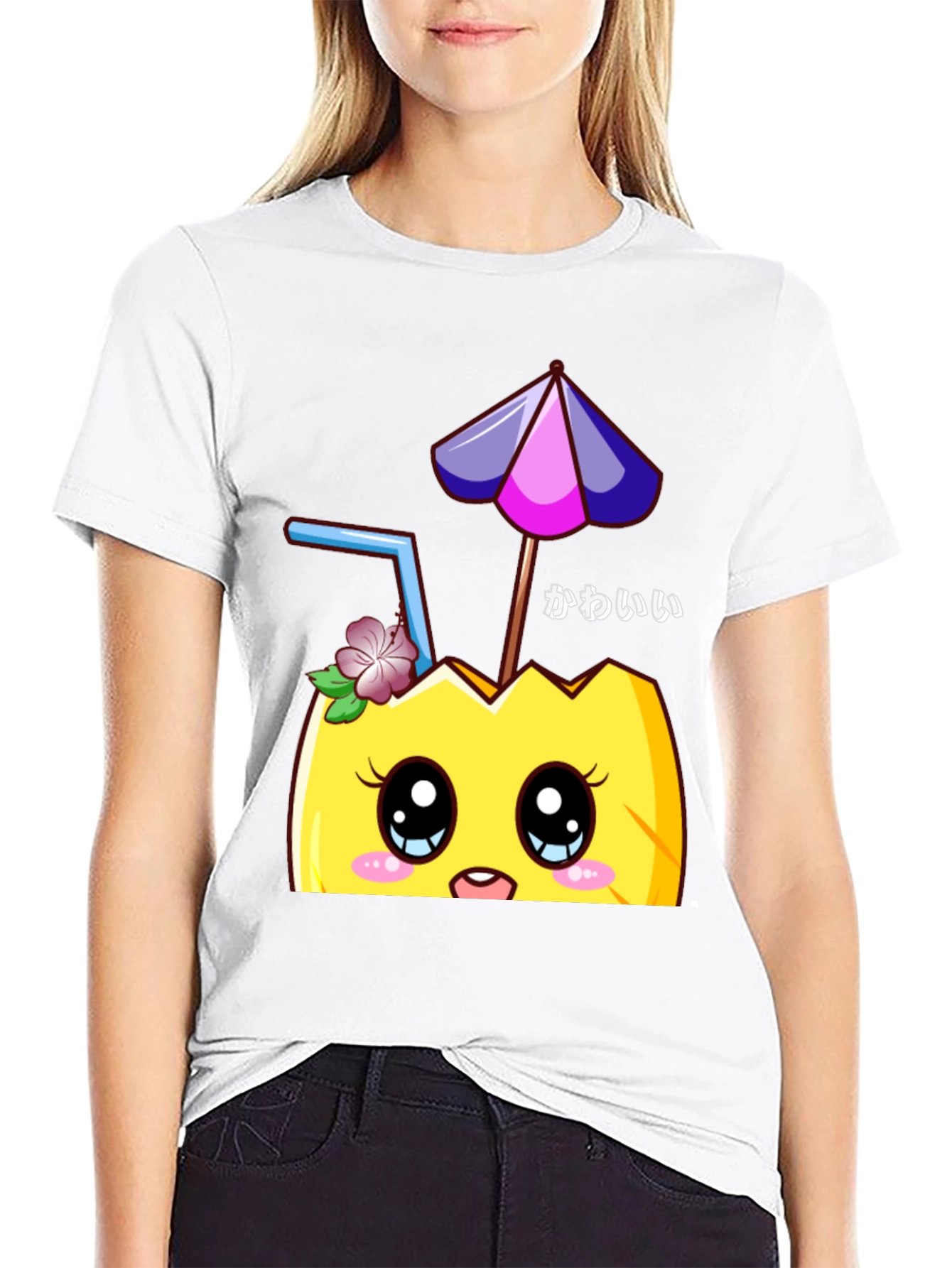 Kawaii Pineapple T-Shirt - Tropical Summer Vibes